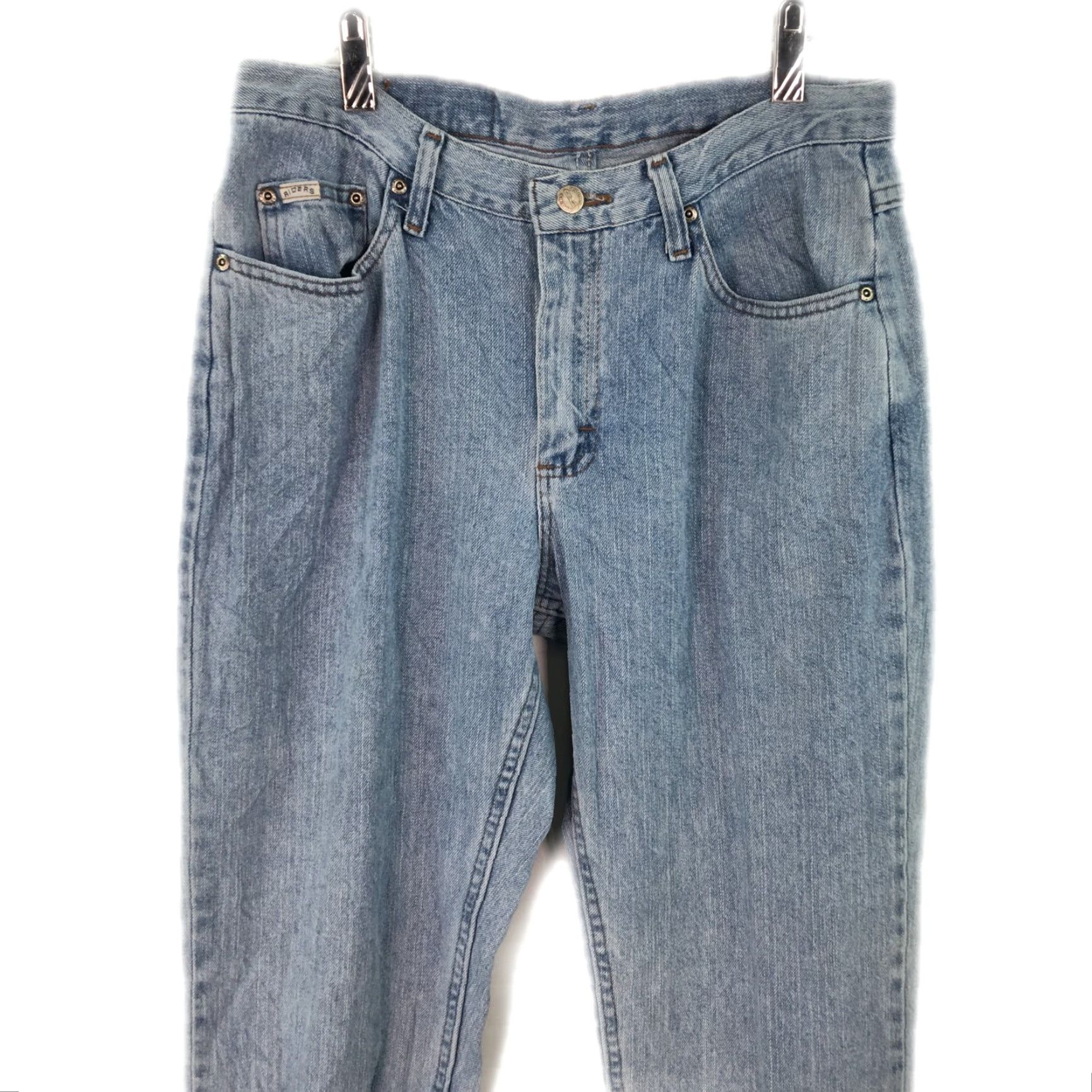 Vintage Riders Blue Denim Straight Jeans Women's Size 12 Regular Fit Stretch 34X32 Size 34" / US 12 / IT 48 - 3 Thumbnail