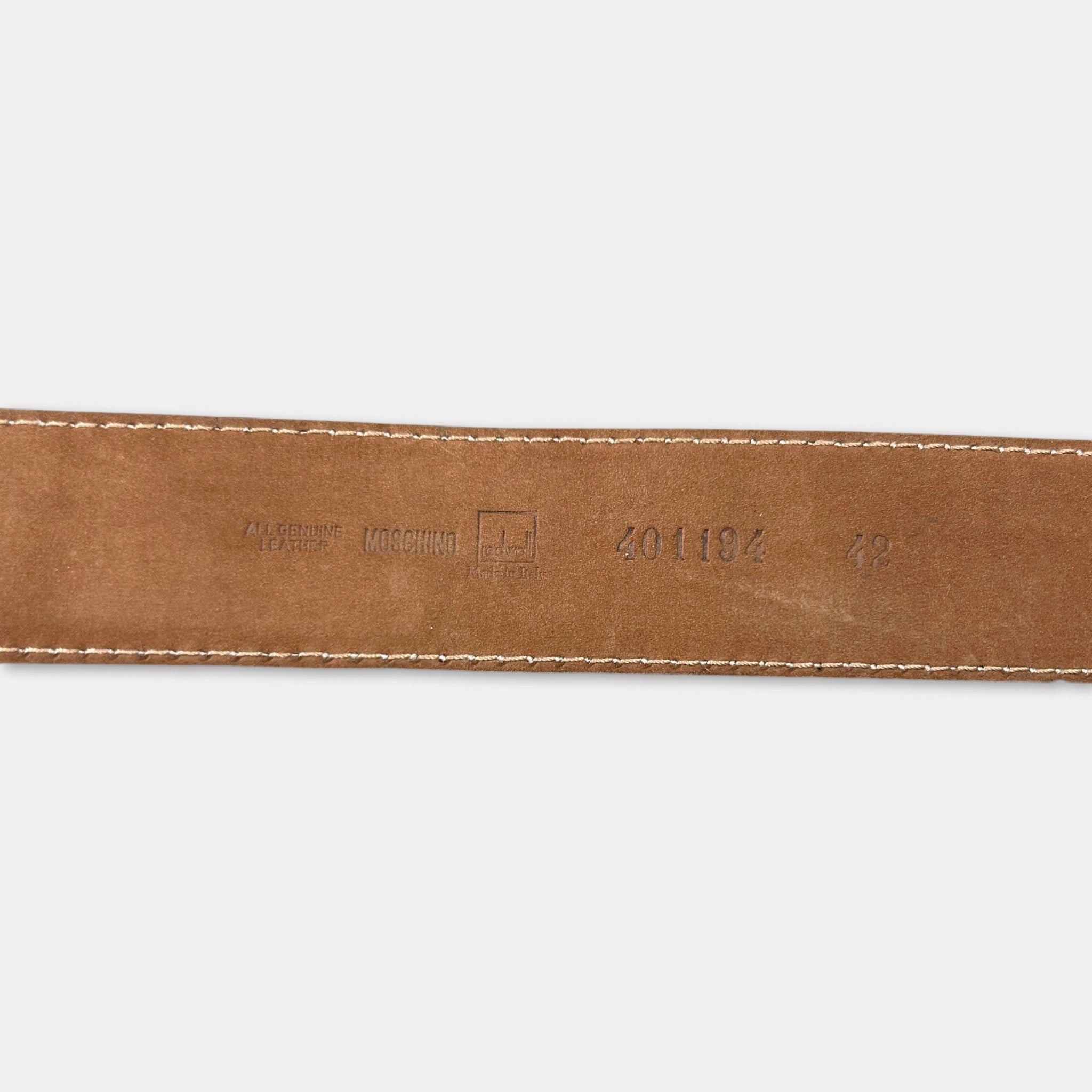 Moschino 90's Moschino Logo Lettering Leather Belt Size ONE SIZE - 5 Thumbnail