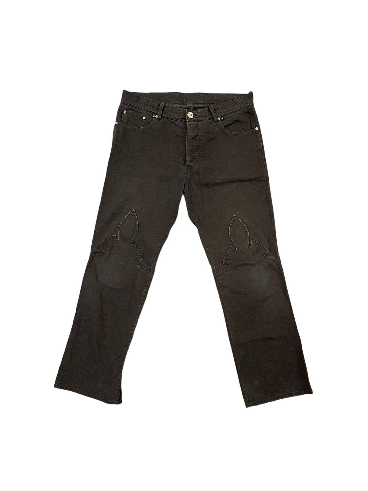 image of Chrome Hearts Fleur Knee Black Denim Jeans, Men's (Size 36)