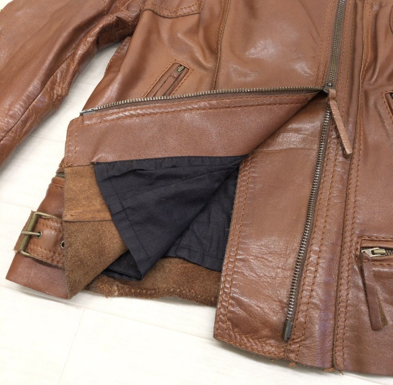 Vintage Chine Belgian Design Leather Jacket Size M / US 6-8 / IT 42-44 - 7 Thumbnail