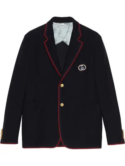 Gucci o1mt1gz0725 Wool Cotton Jacket With Patch in Navy Size US S / EU 44-46 / 1 - 1 Thumbnail