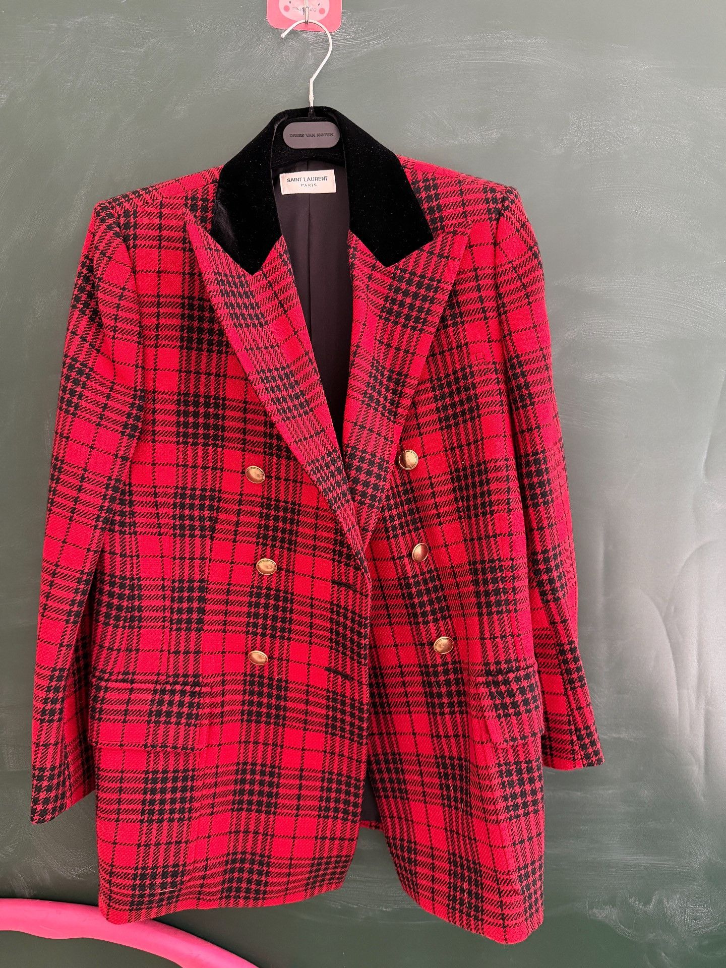 Saint Laurent Paris Saint Laurent Red Black Plaid Blazer Size M / US 6-8 / IT 42-44 - 1 Thumbnail