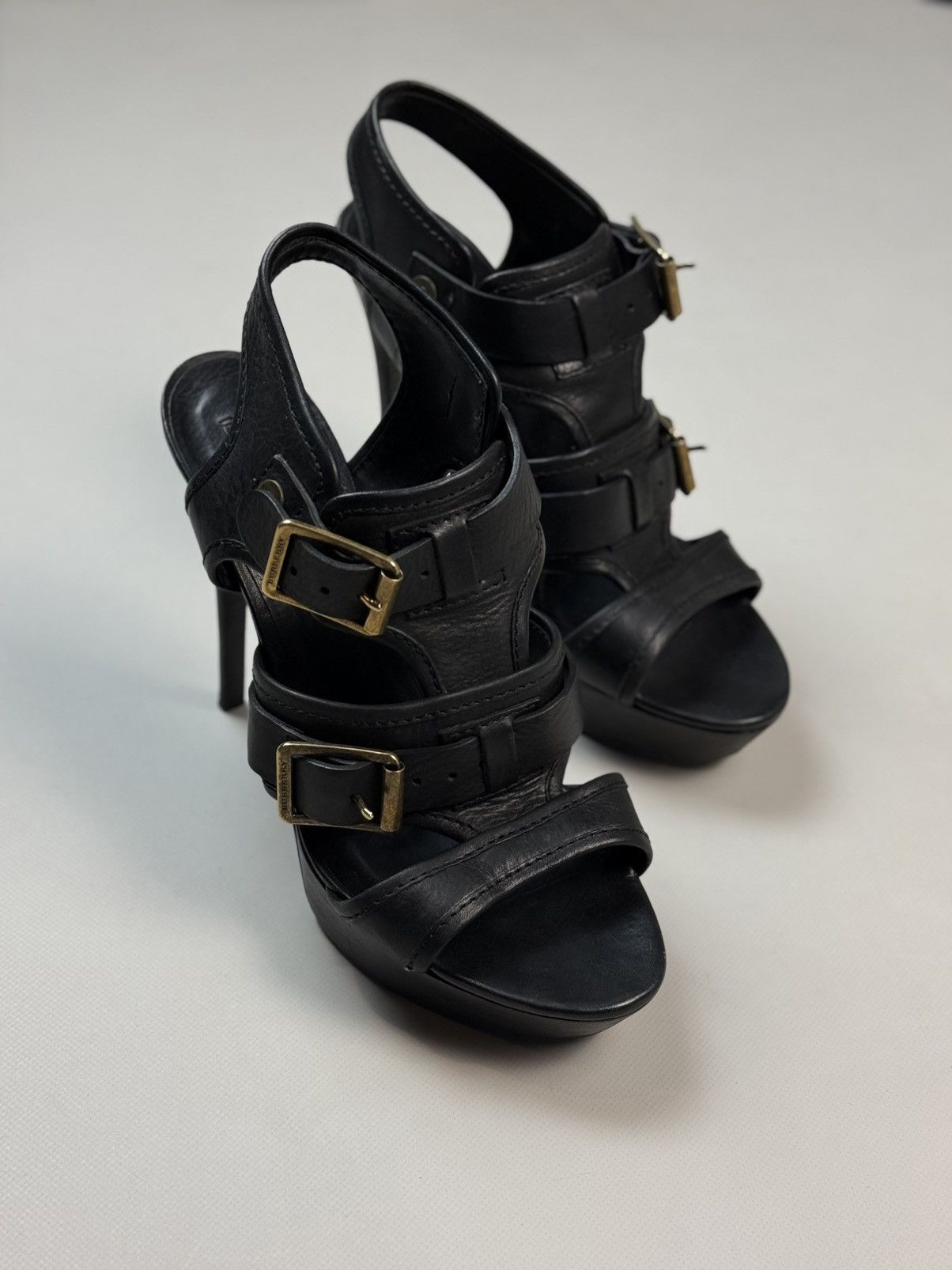 Burberry Burberry Black Leather Strappy Stiletto Buckle Heels Shoes Size US 10 / IT 40 - 1 Thumbnail