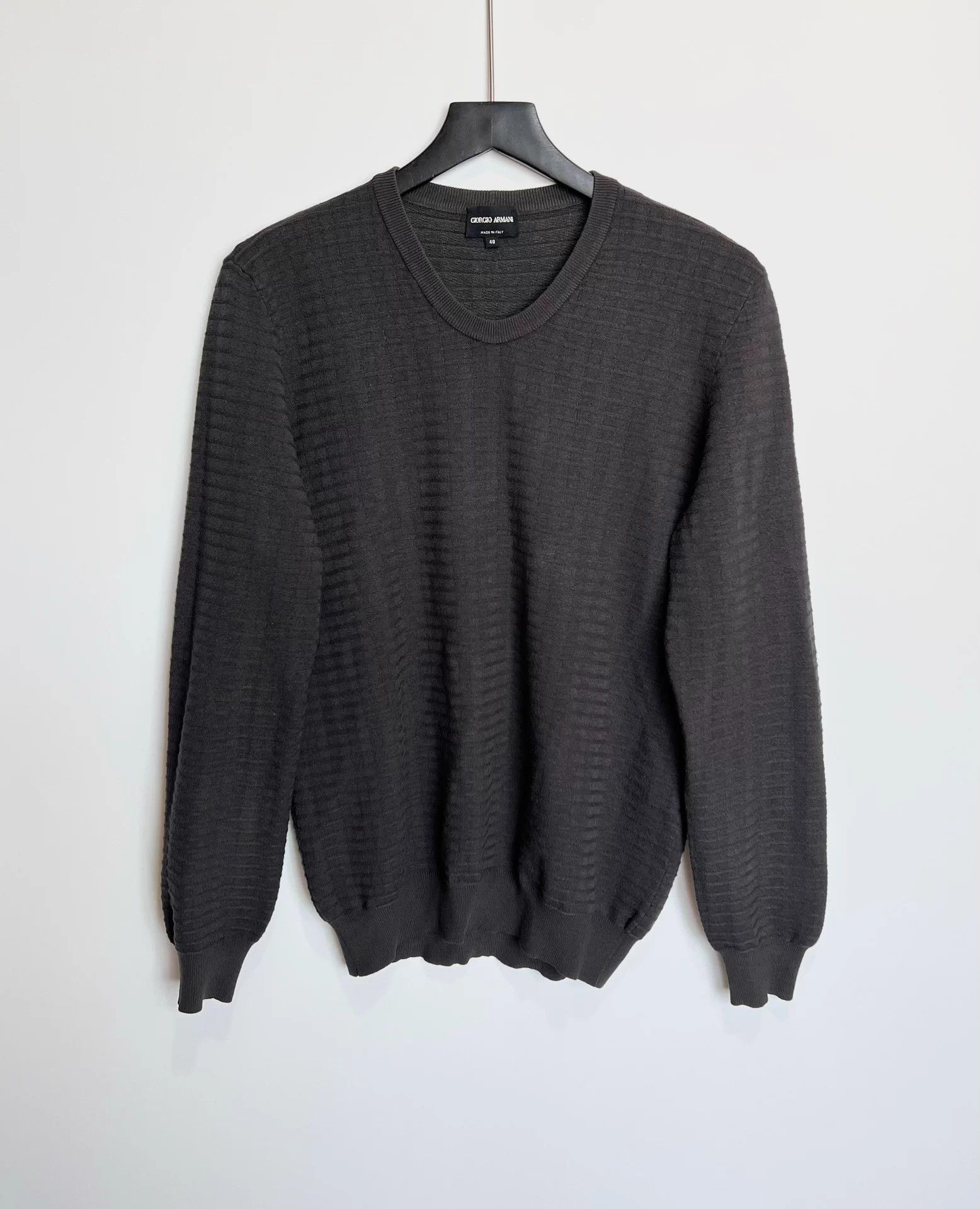 Giorgio Armani Black Brown Striped Knit Sweater 48