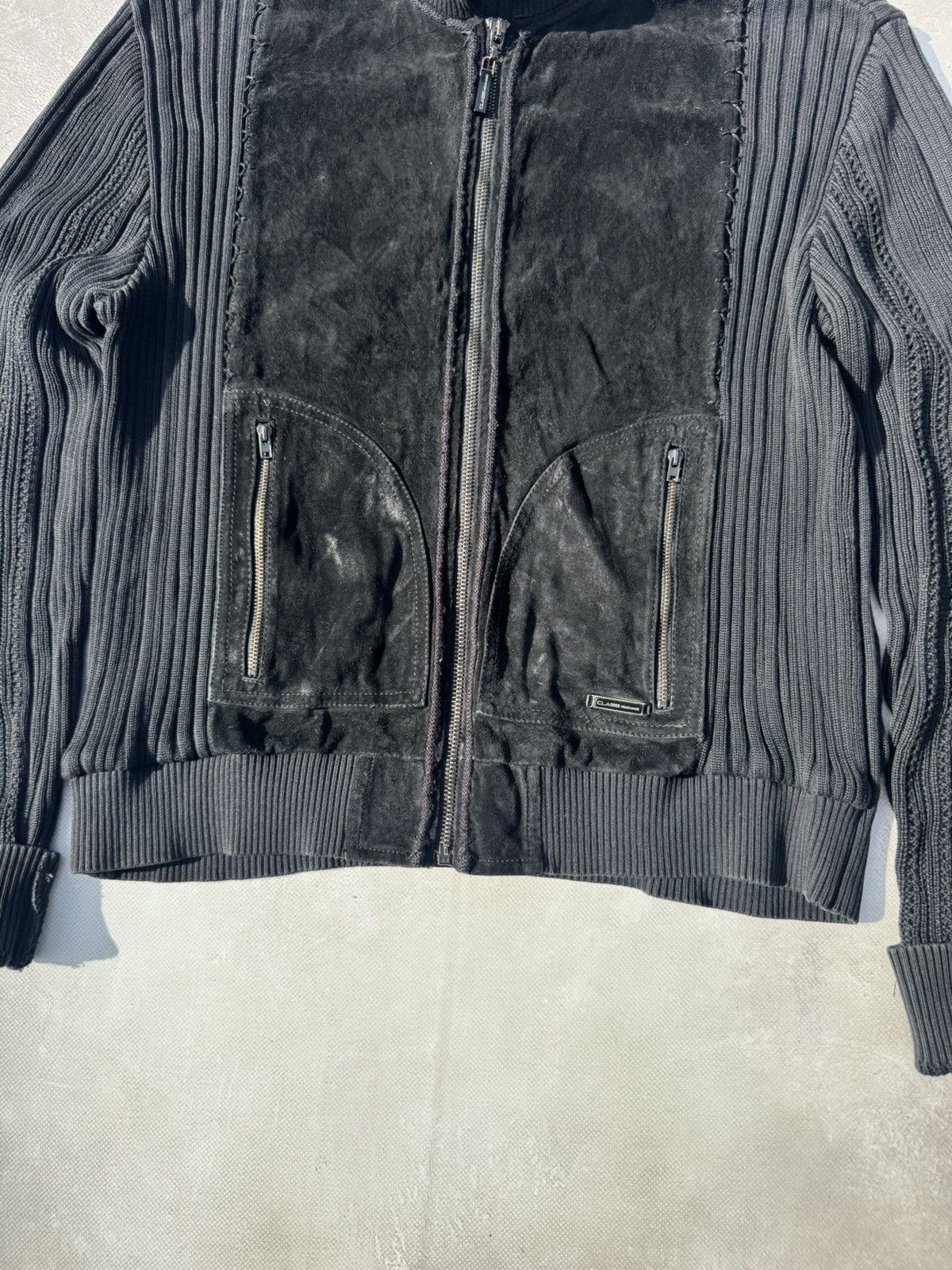 Roberto Cavalli Roberto Cavalli Class Knit&Leather Zip Sweater Jacket Size US L / EU 52-54 / 3 - 7 Thumbnail