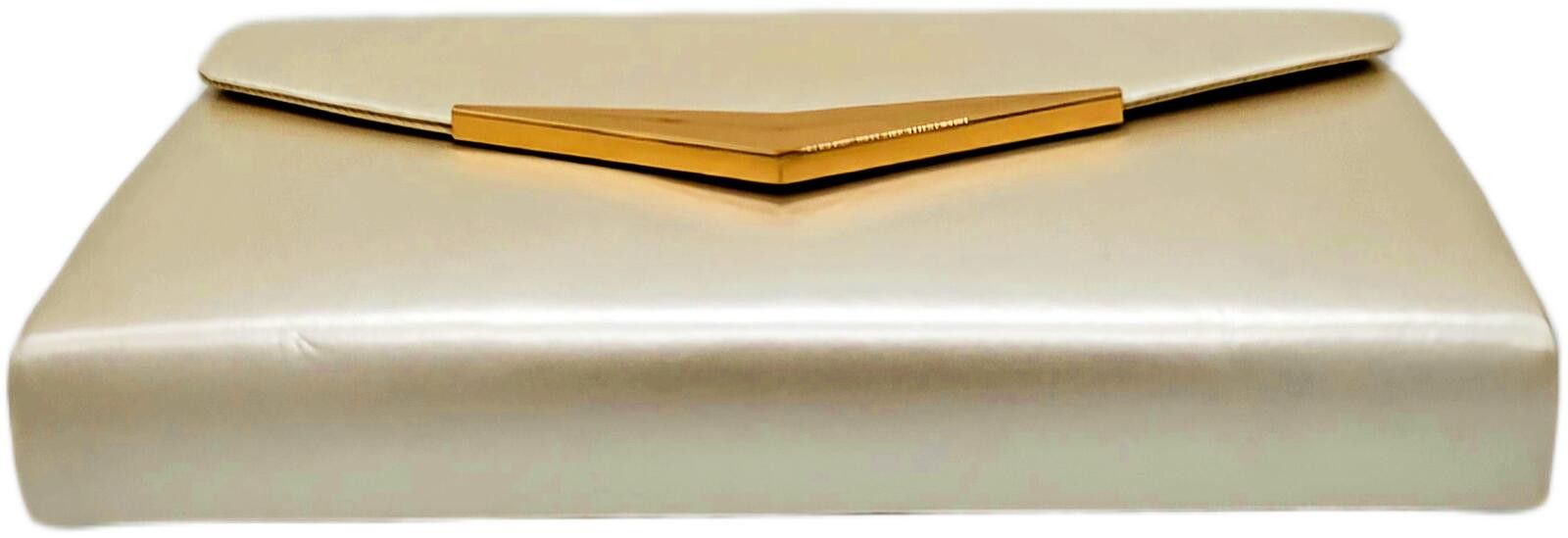 Unknown London Elegant Cream Clutch Purse with Gold Chain and Accent Size ONE SIZE - 3 Thumbnail