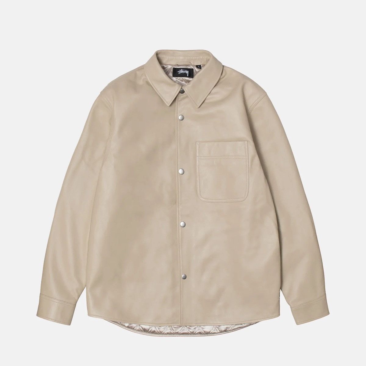Stussy Stussy Leather Overshirt Jacket Natural Beige Size US M / EU 48-50 / 2 - 3 Thumbnail