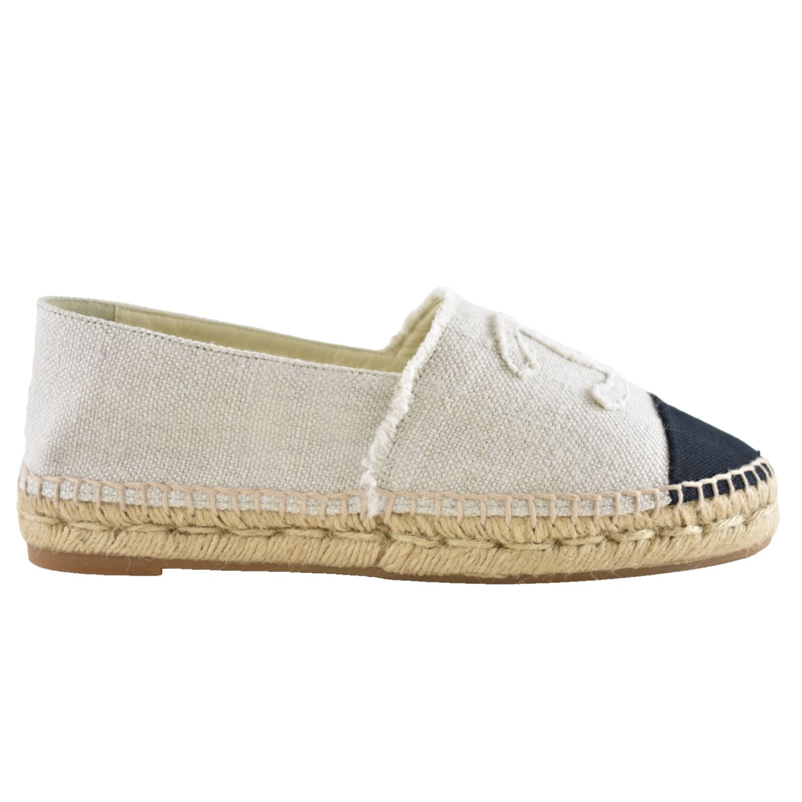 Chanel Chanel REV Beige Black Linen Canvas CC Logo Double Sole Size US 7 / IT 37 - 1 Thumbnail