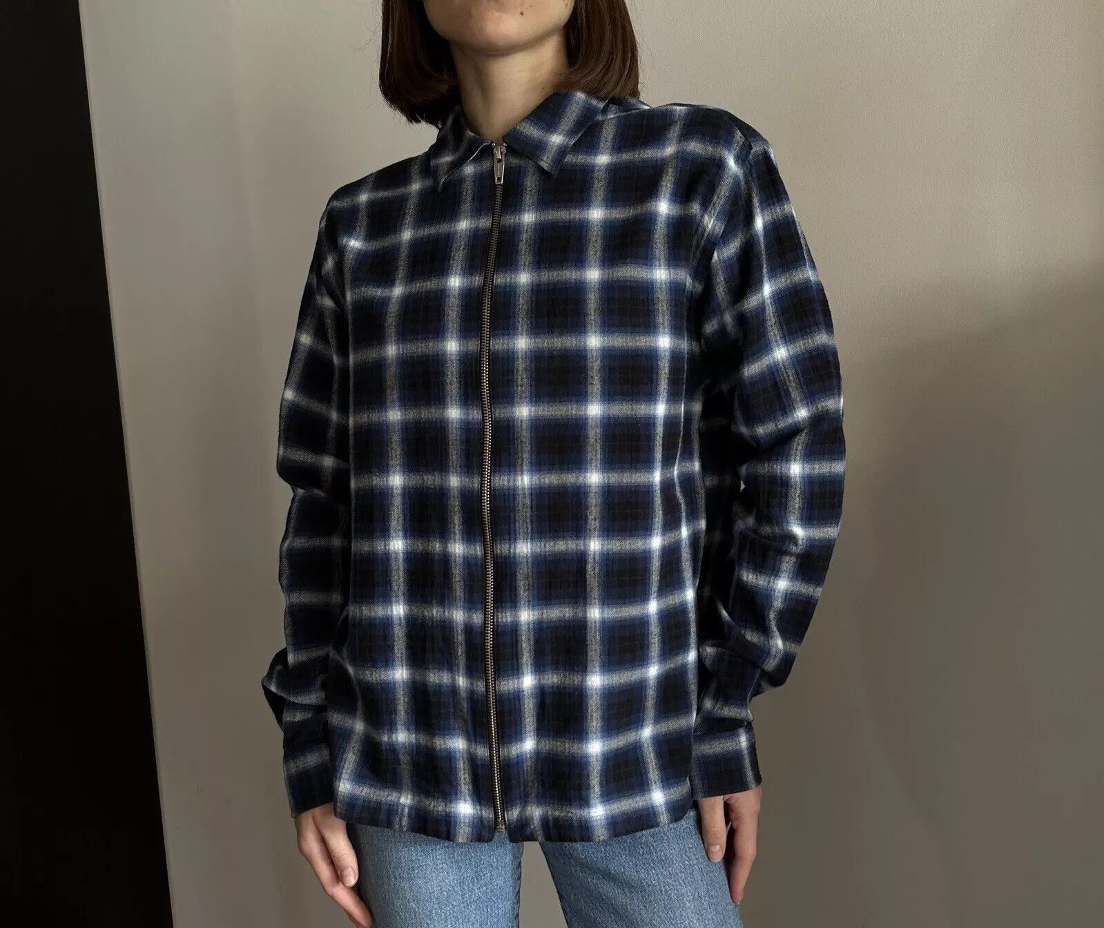 The Kooples The Kooples Check Zip Relaxed Shirt Blue mens Size S Size US S / EU 44-46 / 1 - 1 Thumbnail