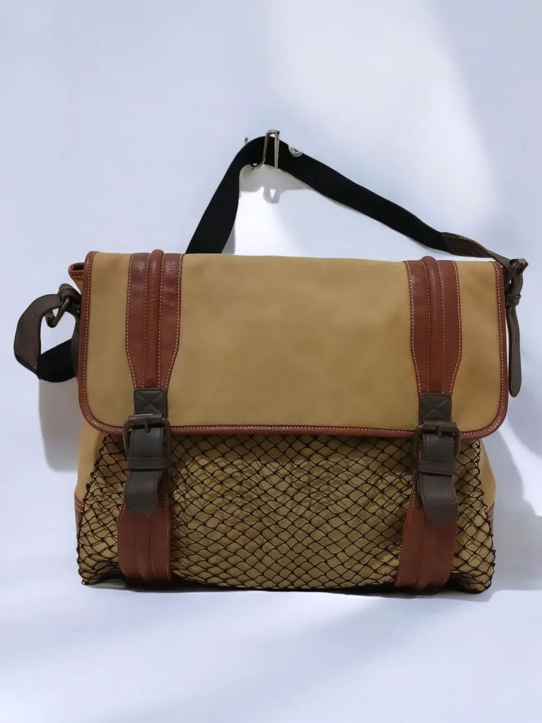 Giordano 80-90s Giordano Canvas & Genuine Leather Messenger Bag Size ONE SIZE - 1 Thumbnail