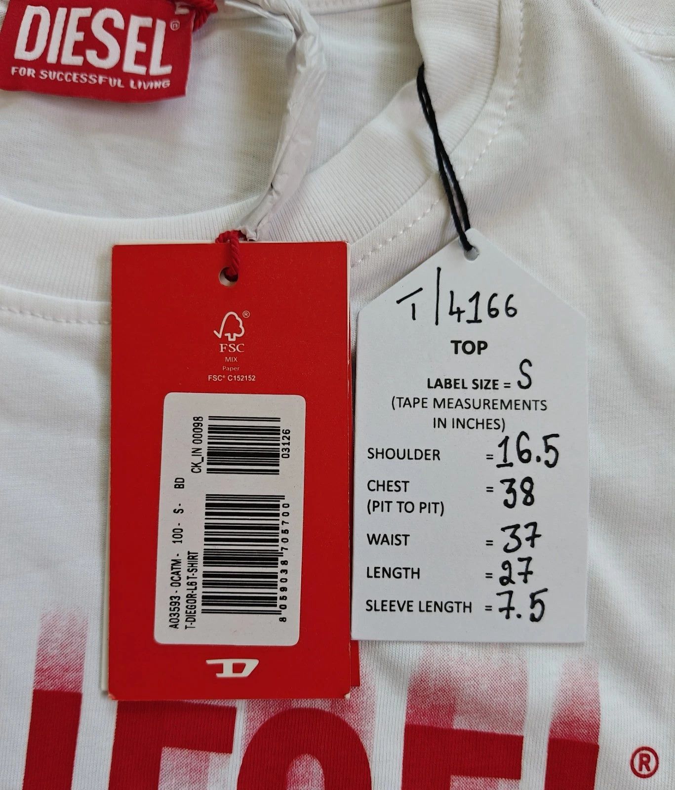 DIESEL White T-shirt T-Diegor-L6 T 4166