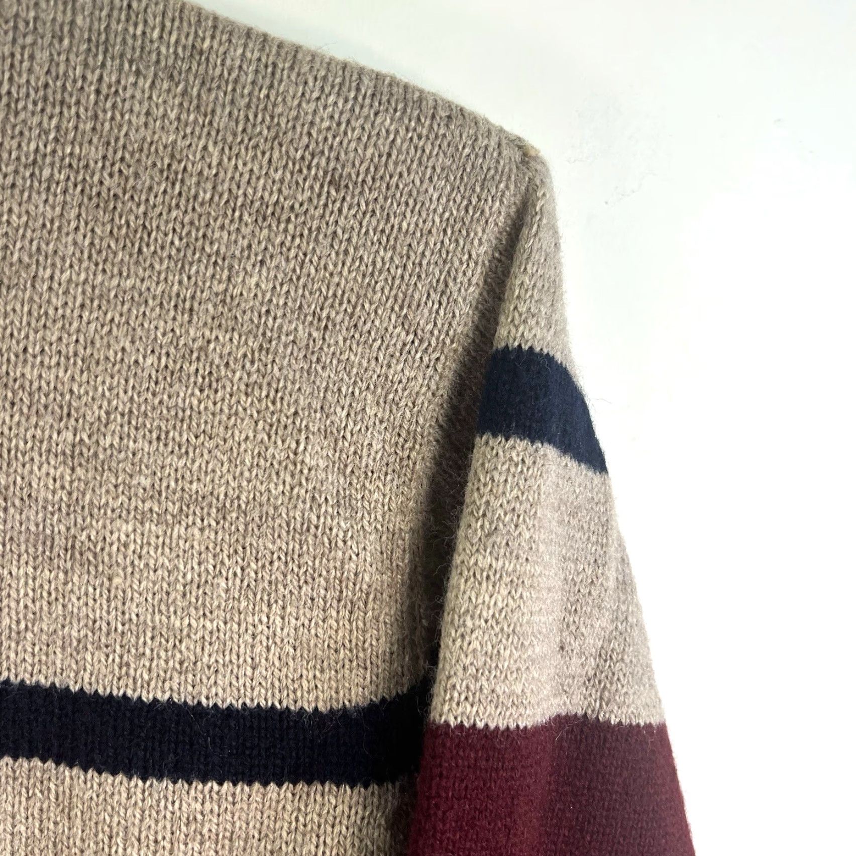 Vintage VINTAGE Le Tigre Sweater Crew Neck Striped Mens XL Tan/Blue/Maroon 90s USA Logo Knit Pullover Winter Casual XLT Mens Size US XL / EU 56 / 4 - 2 Thumbnail