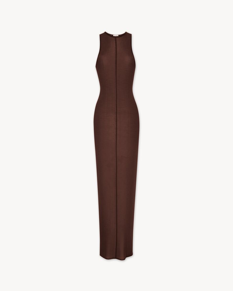 Saint Laurent Paris o1s1wg111124 Tank Top Dress in Knit in Brown Size S / US 4 / IT 40 - 1 Thumbnail