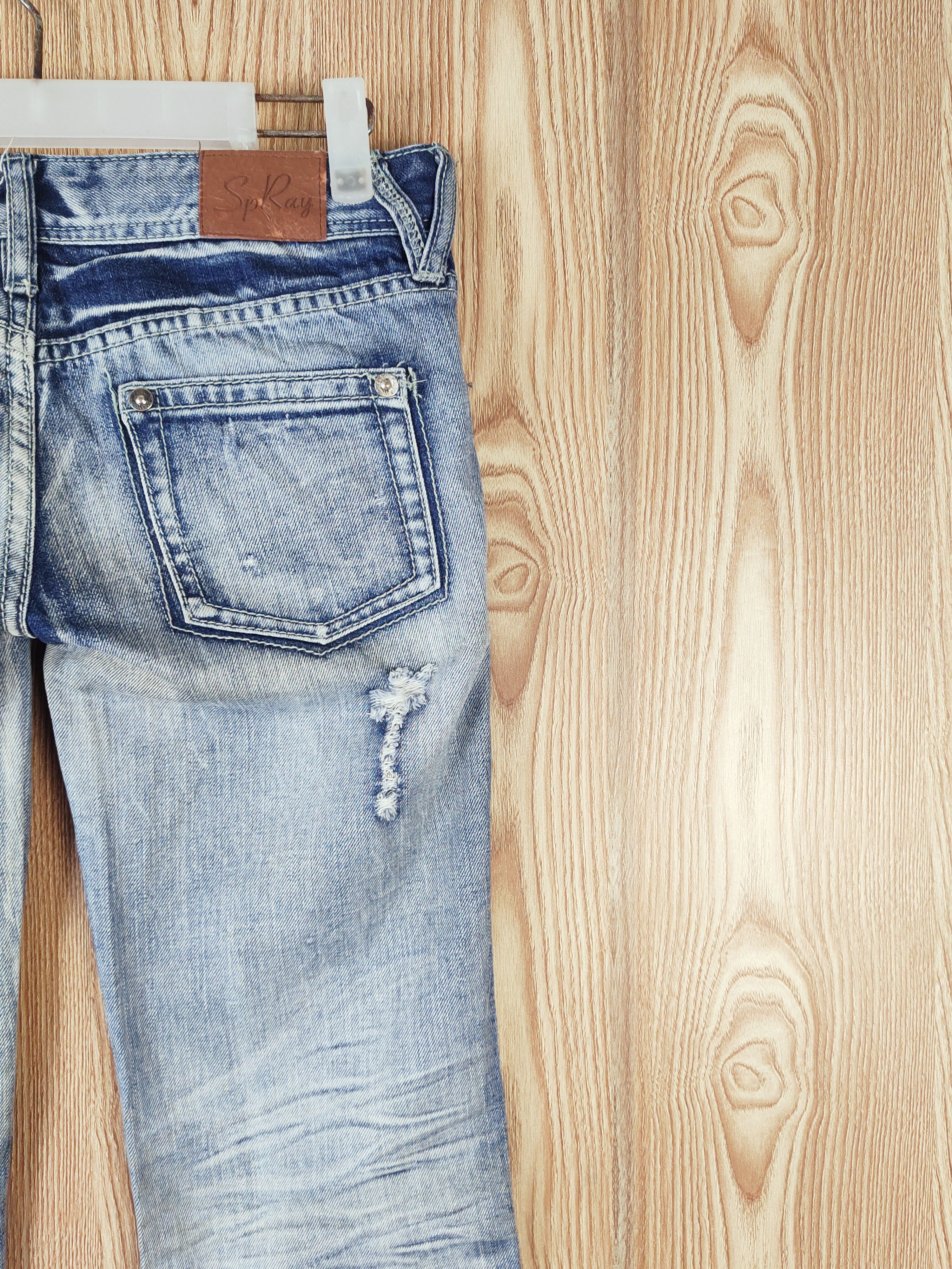 Japanese Brand × Vintage VINTAGE 💥 SP RAY Tribe Blue Distressed Ripped Jeans Size 30" / US 8 / IT 44 - 10 Thumbnail