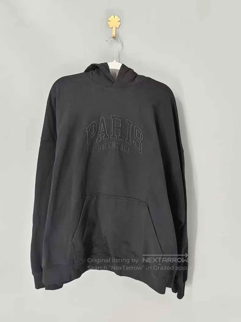 Balenciaga Chest embroidered letter logo black hoodie