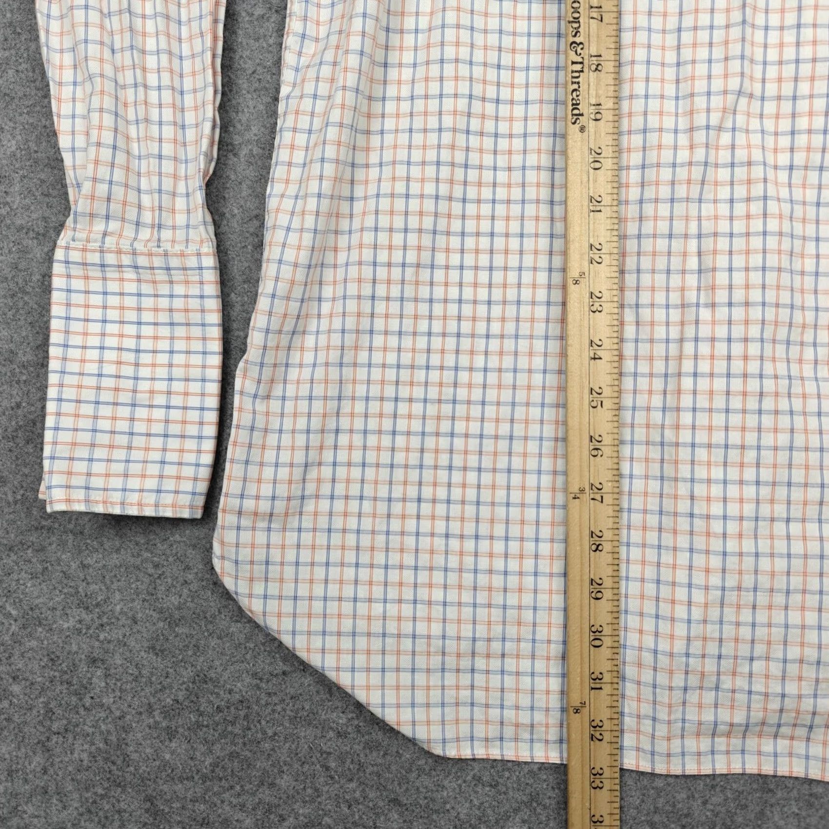 Vintage Thomas Pink Dress Shirt Mens 17 34/35 White Check Regular Fit Long Sleeve Cotton Size 46R - 7 Thumbnail