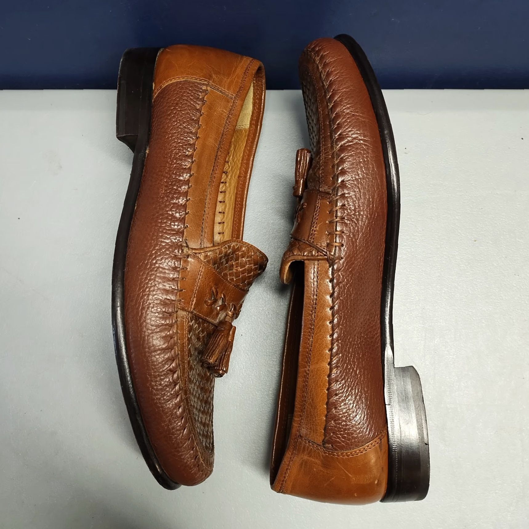 Florsheim Florsheim Pisa Tassel Loafers Mens US 11.5D Brown Weave Leather Moc Toe Slip On Size US 12 / EU 45 - 5 Thumbnail