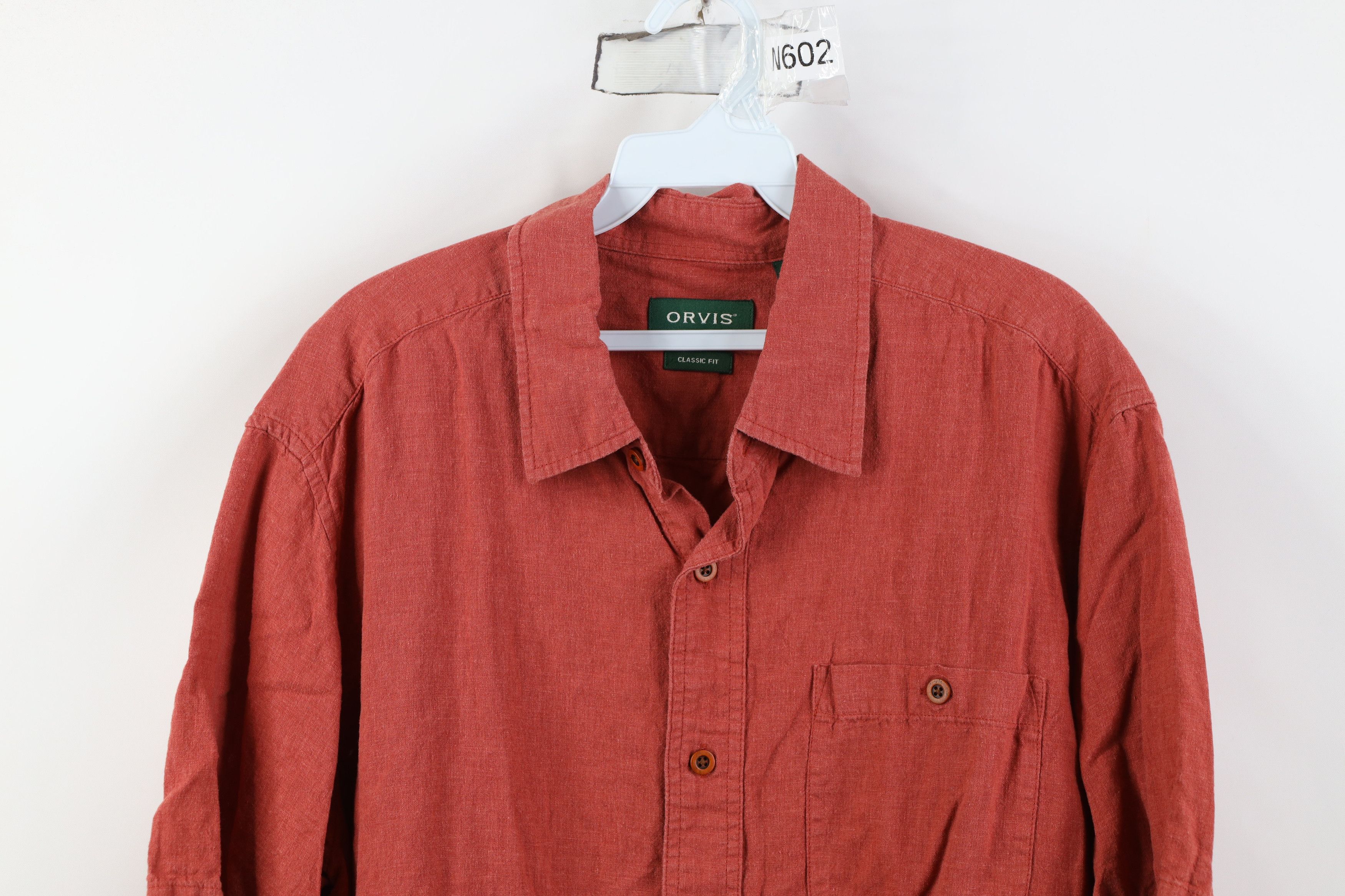 Orvis Vintage Y2K Orvis Blend Short Sleeve Button Shirt Orange Size US L / EU 52-54 / 3 - 2 Thumbnail