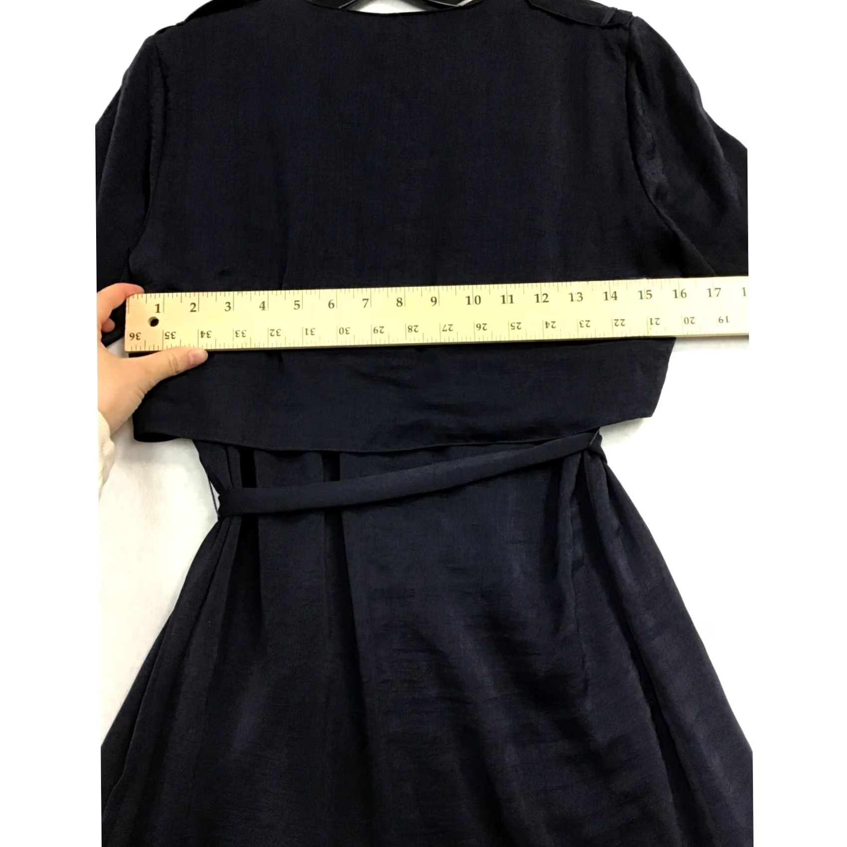 Vintage VINTAGE Leith Women’s Drape Trench Coat XS Navy Polyester Trench Coat Womens XS Navy, Lightweight, Adjustable Waist Size XS / US 0-2 / IT 36-38 - 7 Thumbnail