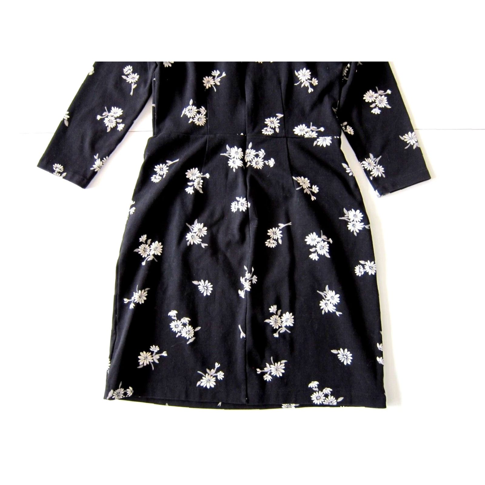 Old Navy Old Navy Black White Floral Cotton Stretch High Neck 3/4 Sleeve Empire Dress XS Size XS / US 0-2 / IT 36-38 - 6 Thumbnail