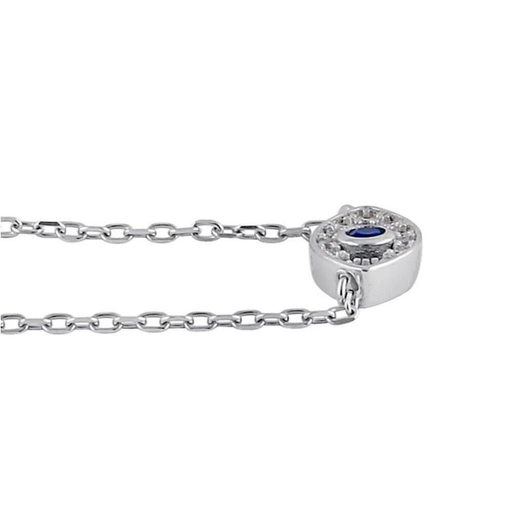 Other Sterling Silver Eye Blue Spinel CZ Necklace New Size ONE SIZE - 4 Thumbnail