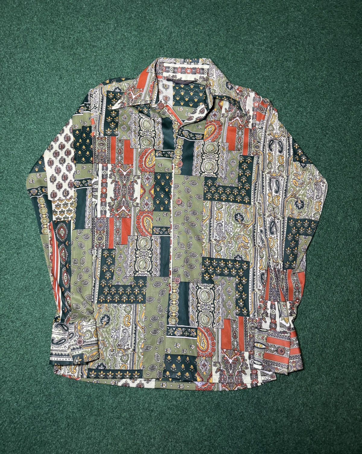 Puritan Vintage 70s Puritan Patchwork Paisley Disco Button Up Shirt Size US S / EU 44-46 / 1 - 1 Thumbnail