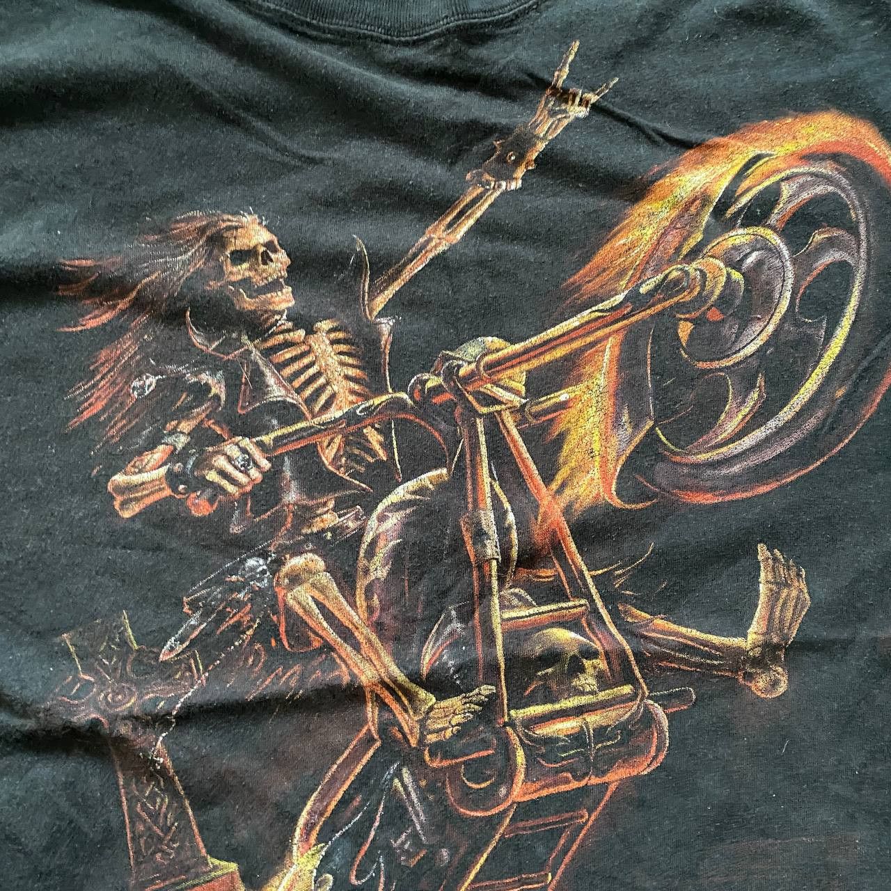 Harley Davidson × Vintage VINTAGE 90S THRASHED AMAZING FADED FLAME BIKER T SHIRT 183 Size US XL / EU 56 / 4 - 5 Thumbnail