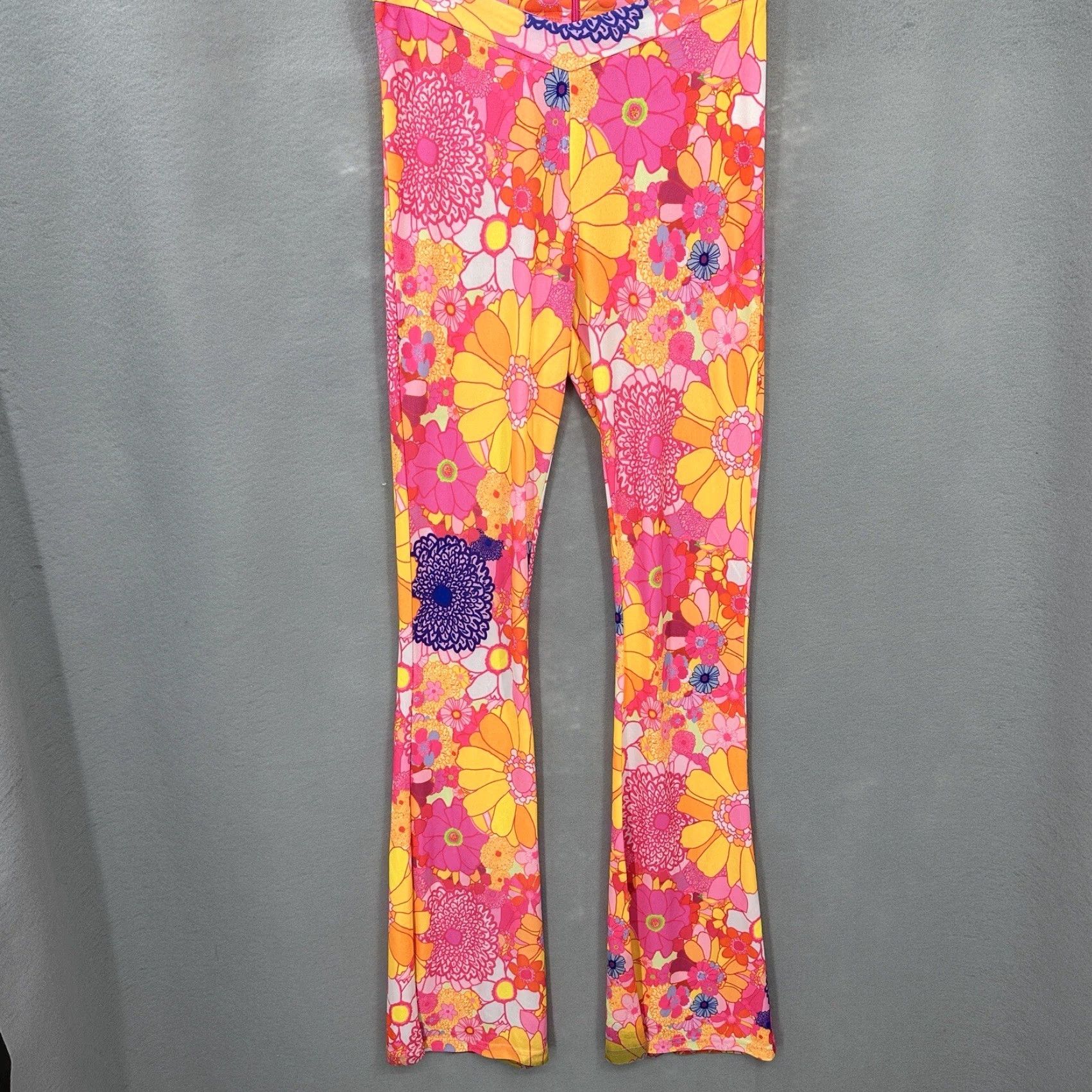 Vintage Elsie & Fred Floral Pants Womens XS Pink Hippie Flare Retro Zipper Casual Festival Flares Size 26" / US 2 / IT 38 - 2 Thumbnail