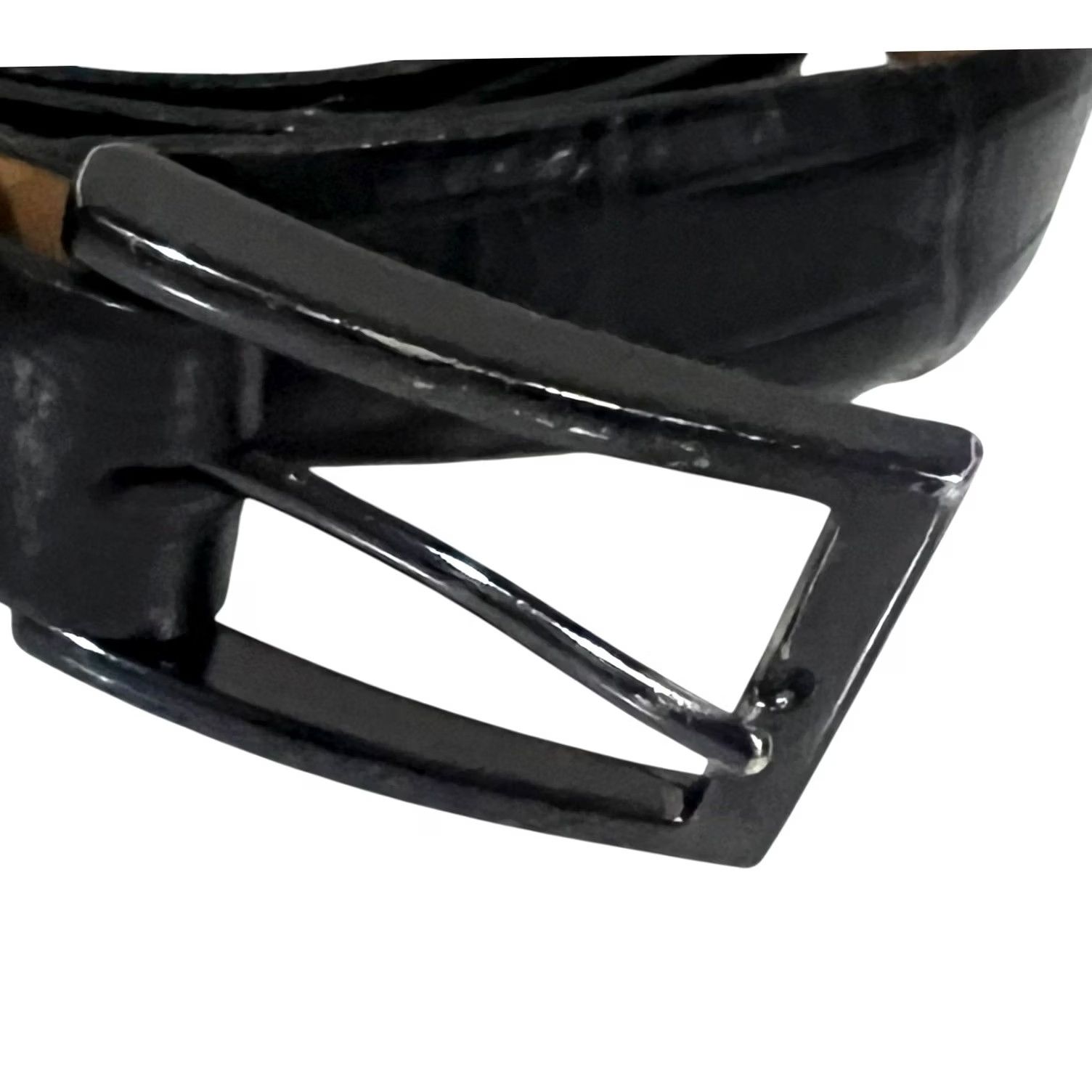 Skin Romo Tulliani Belt Men 60 Black Croc Textured Embossed Calf Leather Italy Size ONE SIZE - 7 Thumbnail
