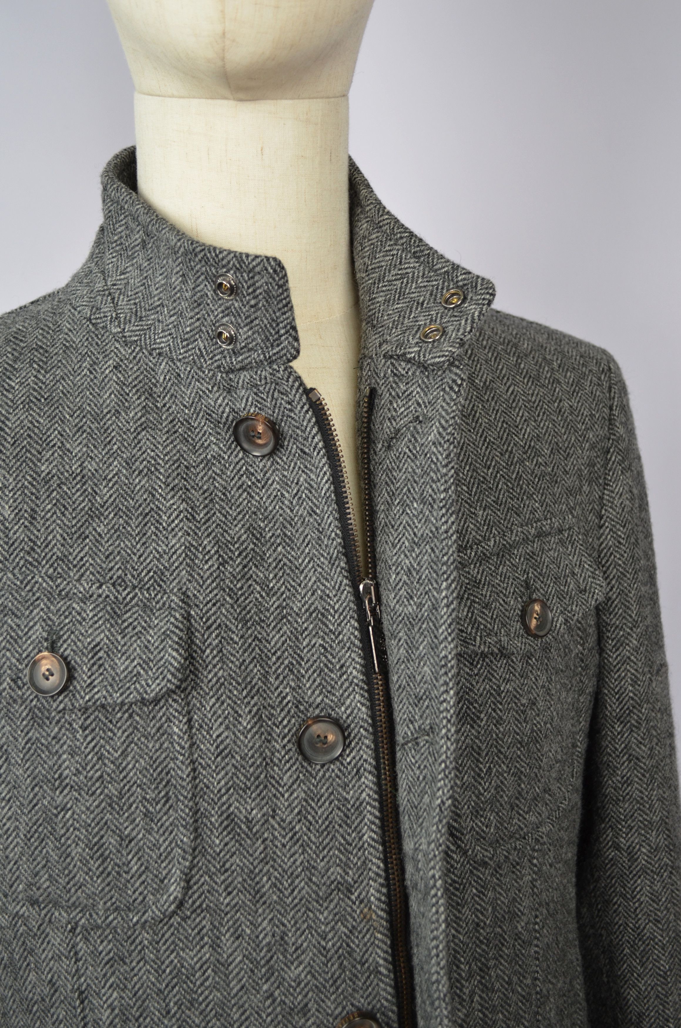 Designer Seventy Venezia Herringbone Yorkshire Tweed Wool Coat Jacket Size US M / EU 48-50 / 2 - 19 Thumbnail