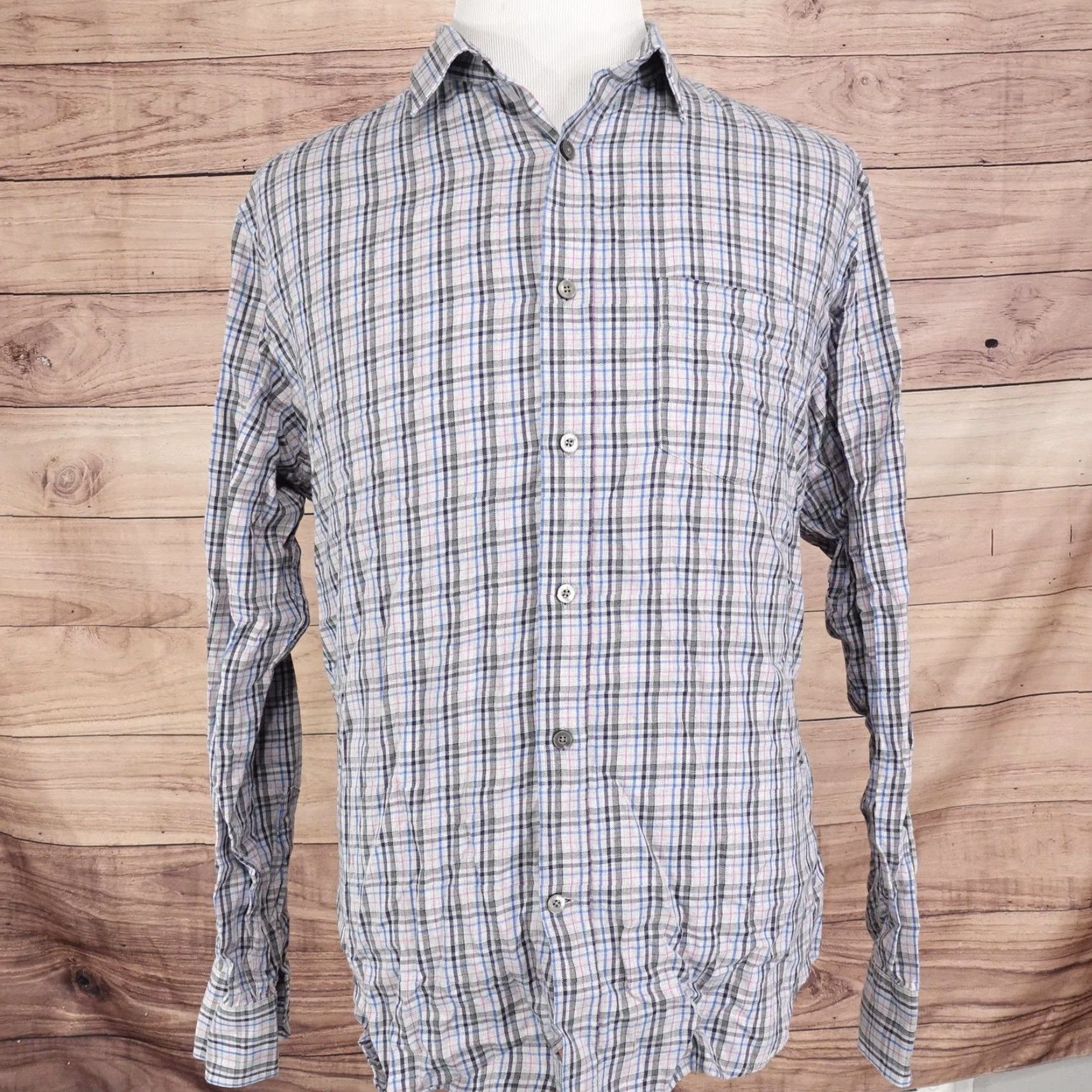 UNTUCKit UNTUCKit Shirt Mens XL Gray Plaid Long Sleeve Button-Down 100% Cotton Casual Mens XL Plaid Shirt Size US XL / EU 56 / 4 - 3 Thumbnail