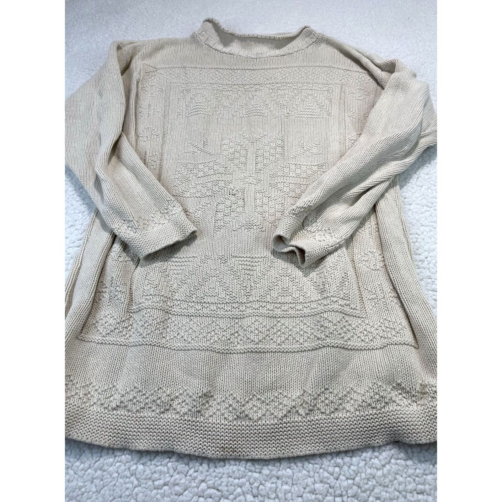 Basic Editions VINTAGE Basic Editions Sweater Shirt Womens S Snowflake Knit Mock Neck Holiday Cream White 90s Christmas Winter Ski Preppy Casual Pullover Size S / US 4 / IT 40 - 2 Thumbnail
