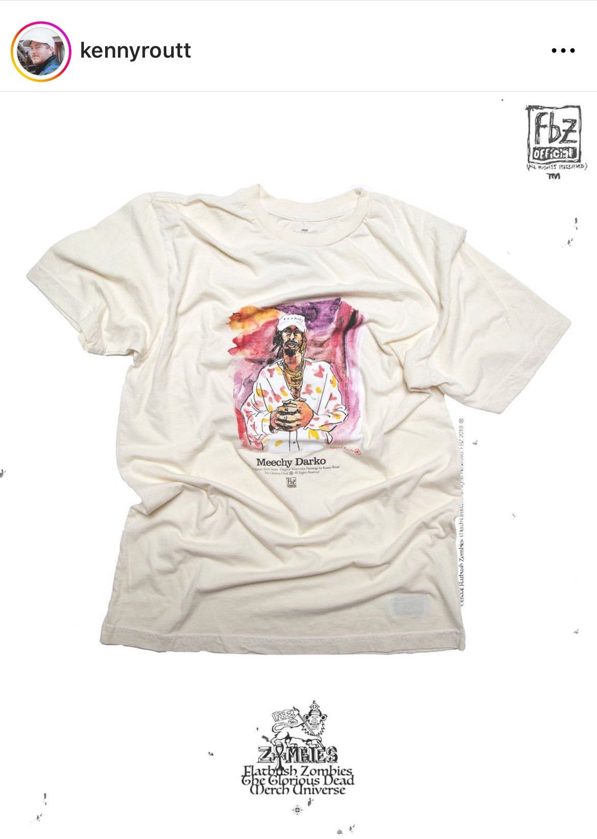 image of Flatbush Zombies 2019 Fbz Artist Series Kenny Routt Meechy Darko Tee in Cream, Men's (Size XL)