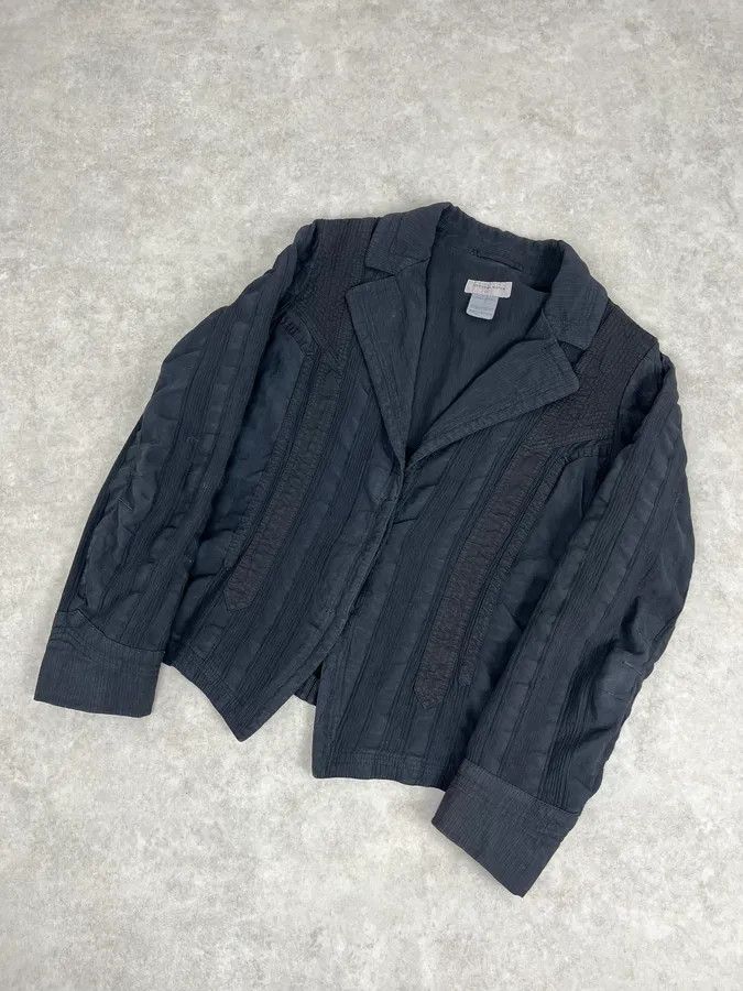 Dries Van Noten Dries Van Noten Dark Navy Hybrid Plissed Blazer Jacket Size 38R - 4 Thumbnail