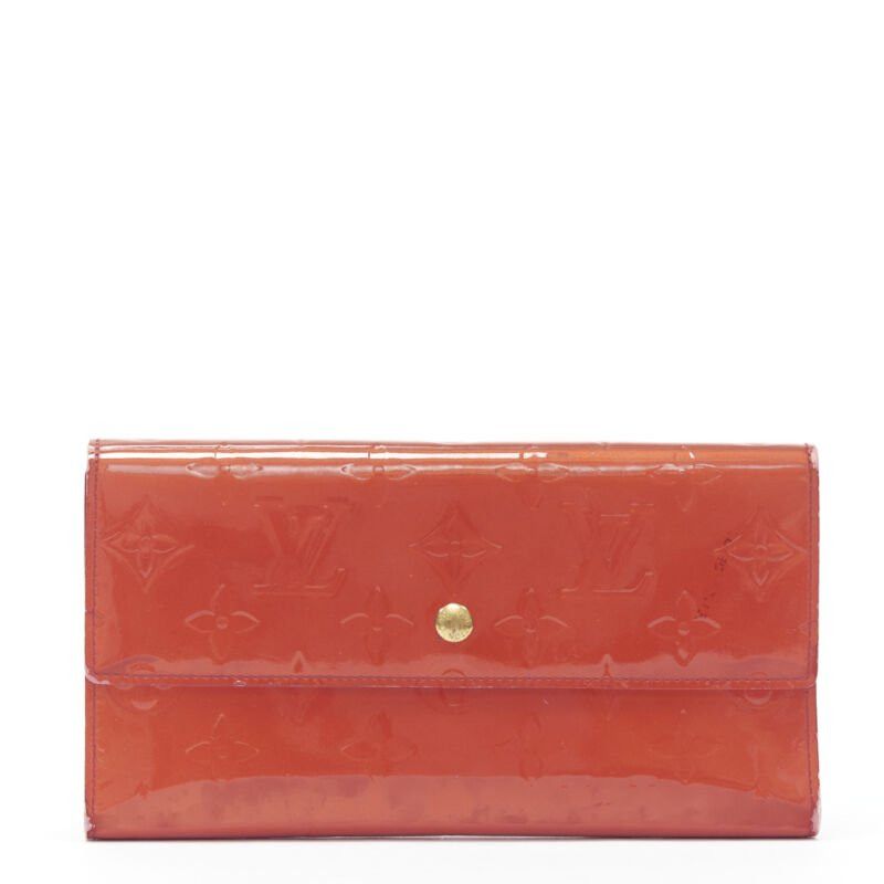 Louis Vuitton LOUIS VUITTON Vernis red patent LV logo emboss flap continental wallet Size ONE SIZE - 1 Thumbnail