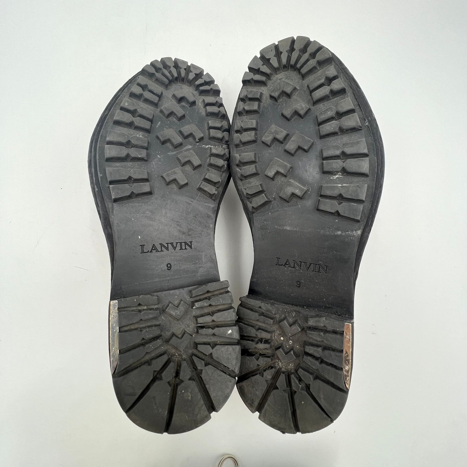 Lanvin Lanvin Men's Grained Leather Lug Sole Derby Shoes Black Size US 10 / EU 43 - 7 Thumbnail