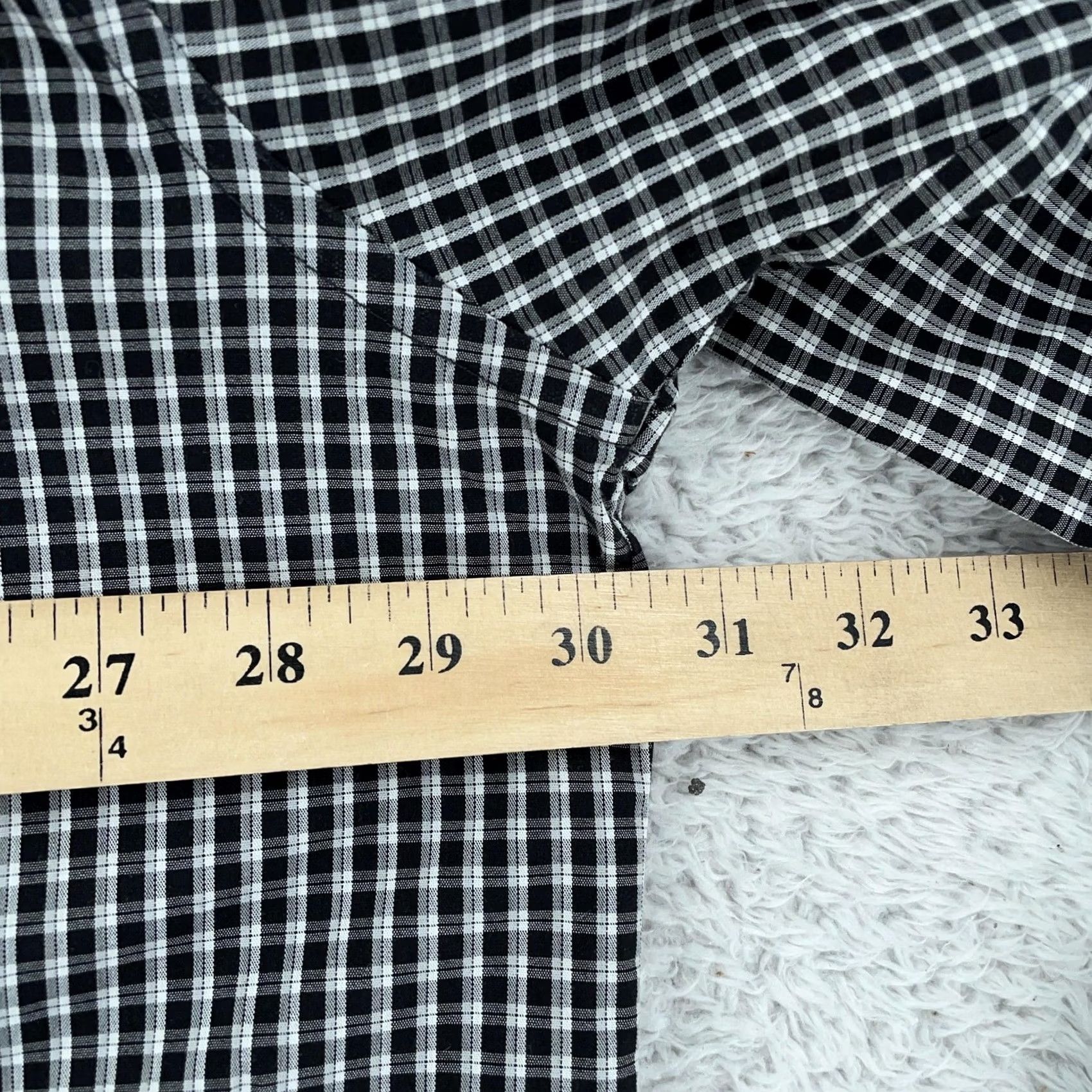 Van Heusen Van Heusen Dress Shirt Mens 3XLT Black White Check Collared Button Up Shirt Size 48R - 4 Thumbnail