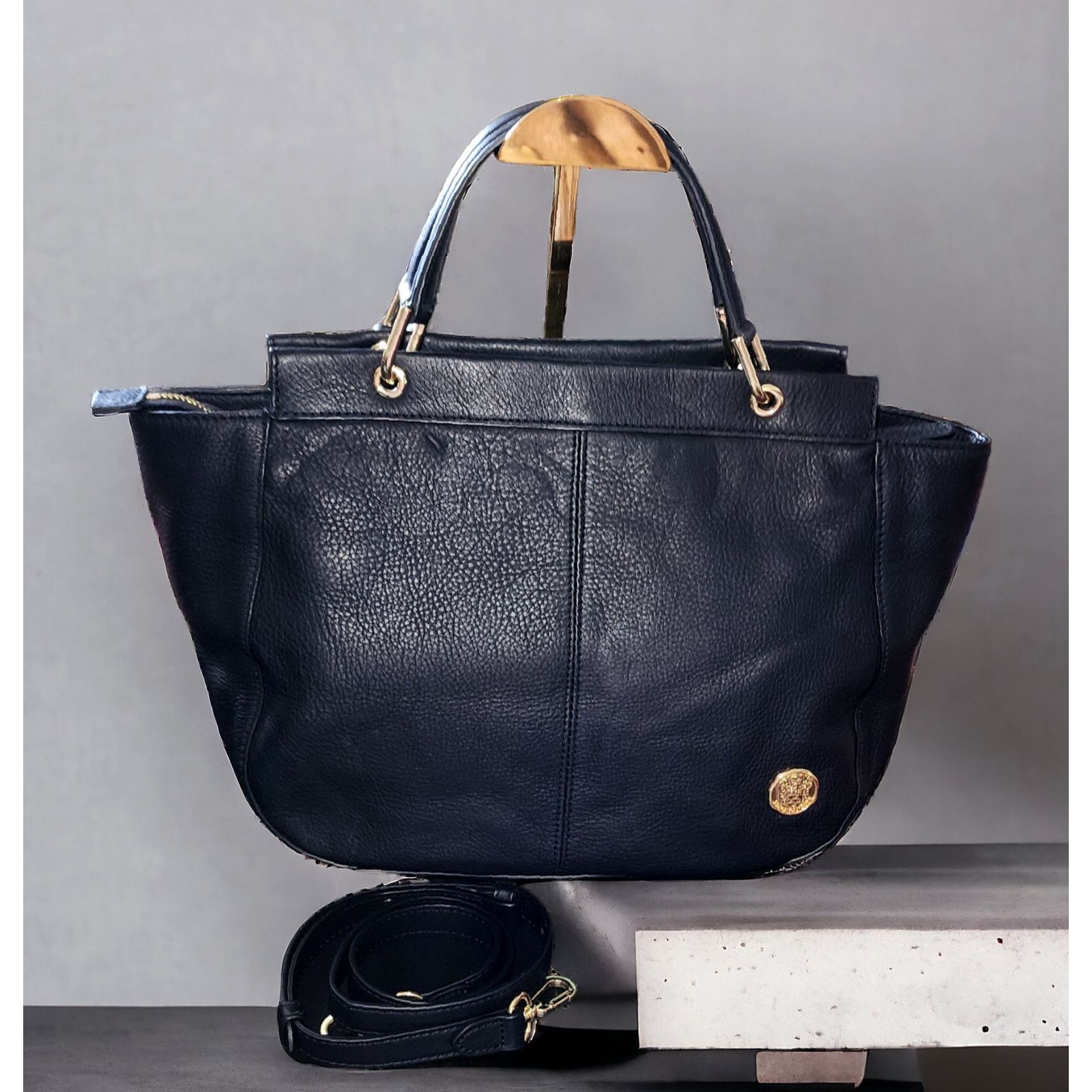 Vince Camuto Vince Camuto black leather & suede satchel handbag Size ONE SIZE - 2 Thumbnail
