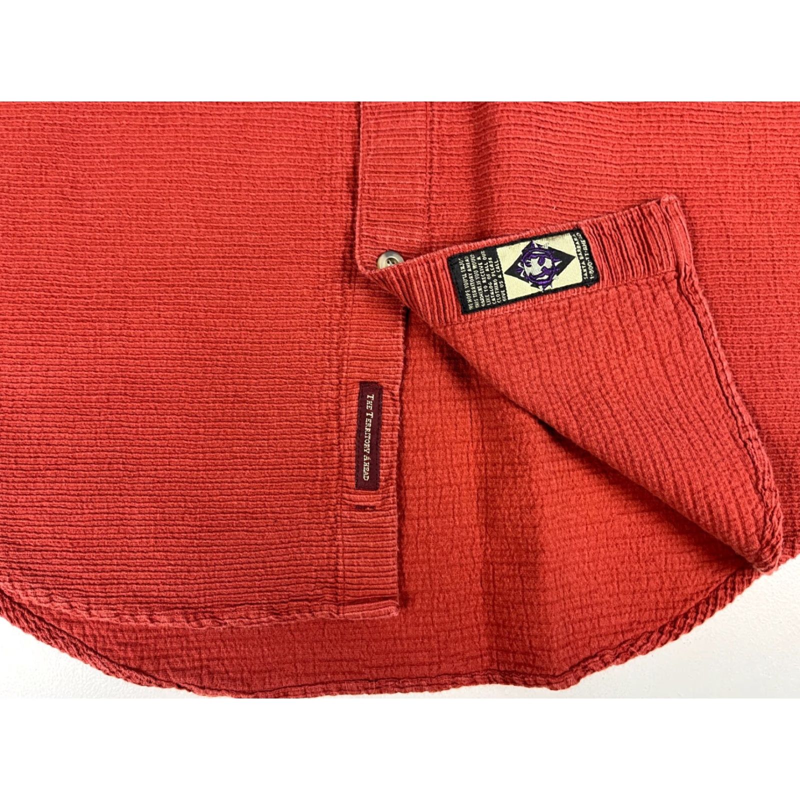 The Territory Ahead VINTAGE The Territory Ahead Button-Up Ribbed Cotton Shirt Brick Red L Mens Size US L / EU 52-54 / 3 - 6 Thumbnail