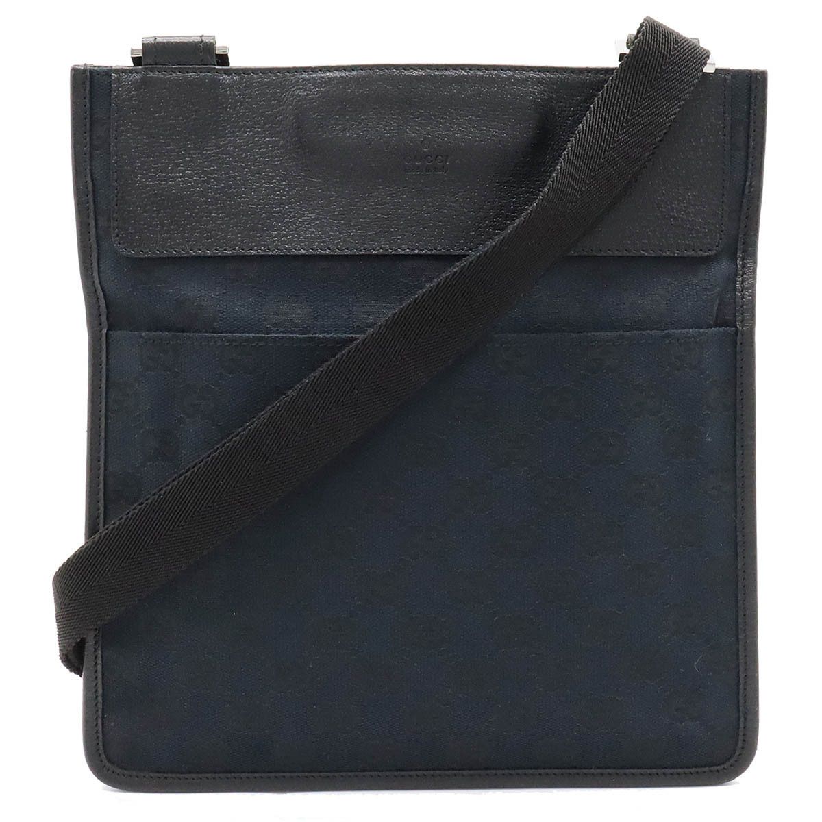 Gucci Gucci Gucci GG Canvas Leather Shoulder Bag Black Canvas Crossbody Bag 27639 in Great Condition Size ONE SIZE - 1 Thumbnail