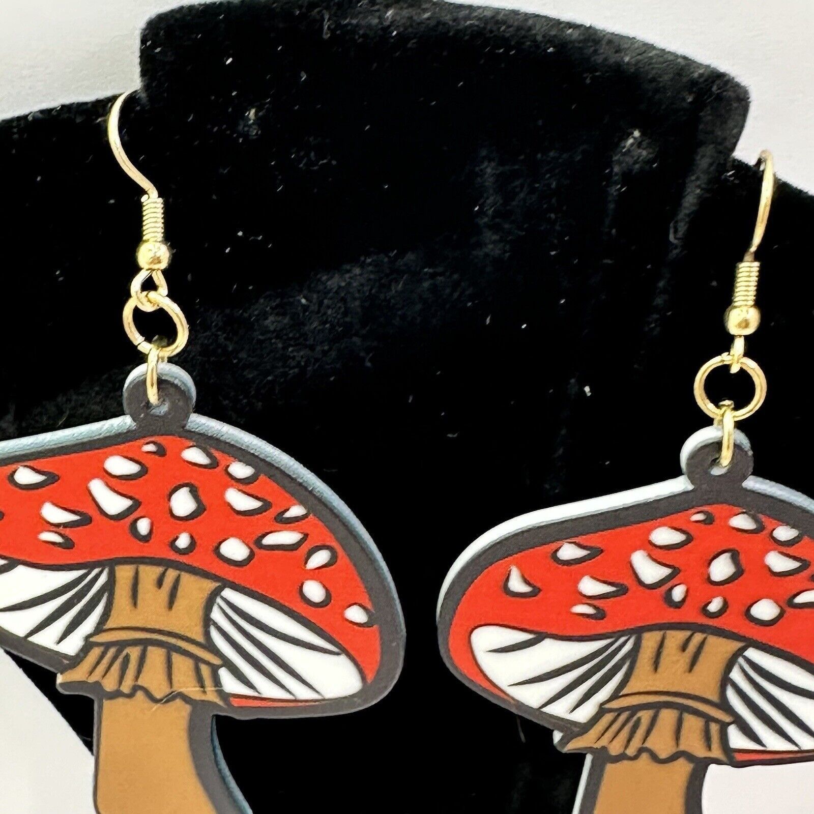 Other Amanita Mushroom Dangle Earrings Hook Red White Brown NEW Size ONE SIZE - 5 Thumbnail