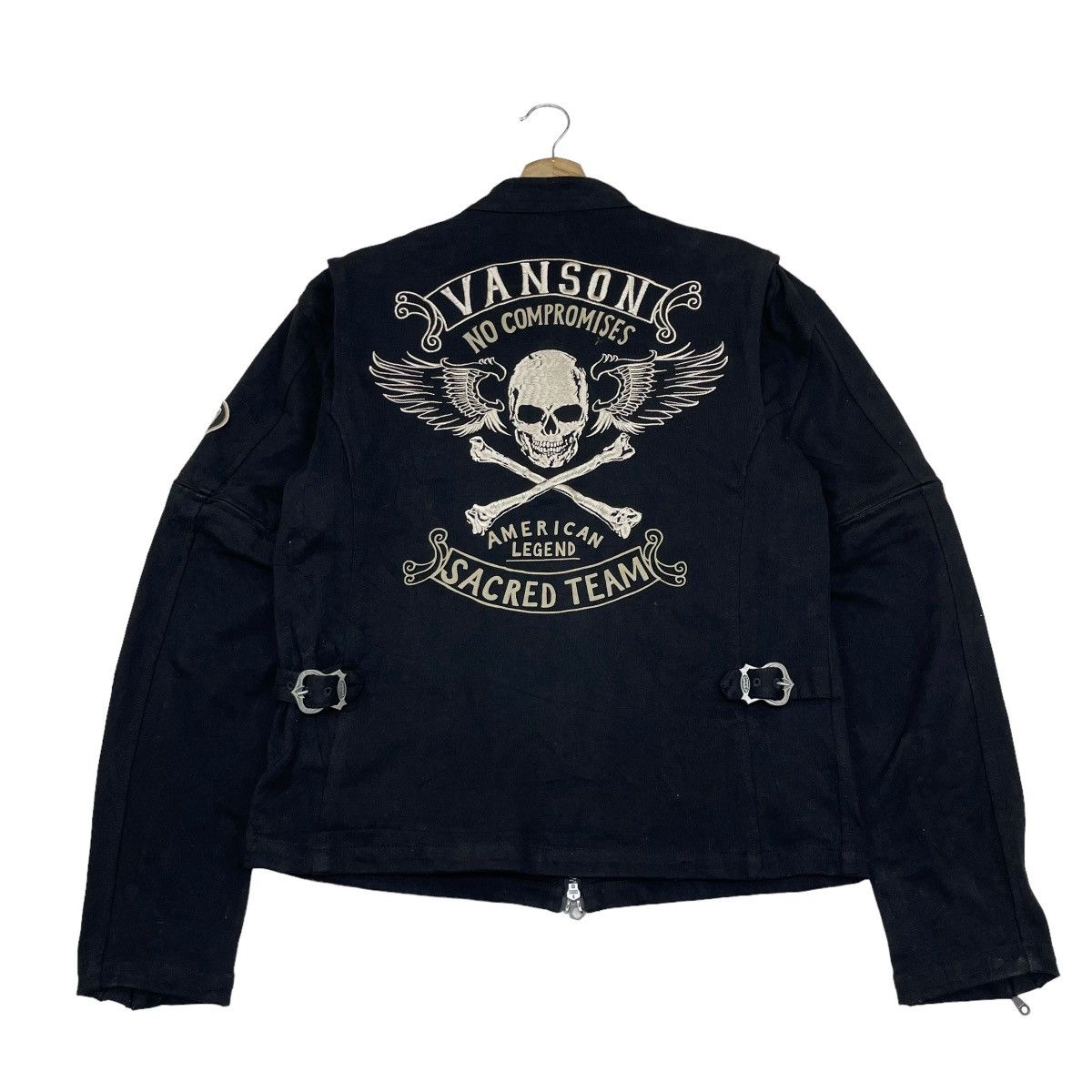 image of Harley Davidson x Racing Vanson Leather No Compromisese Detachble Sleeve Jacket in Black (Size Larg