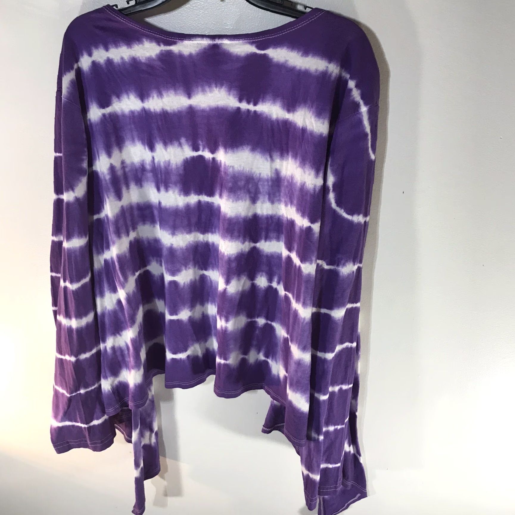Vintage VINTAGE Metropolitan Tie-Dyed Open Front Cardigan Womens XL Casual Knit Lightweight Winter Fall Purple/Wht Size XL / US 12-14 / IT 48-50 - 2 Thumbnail