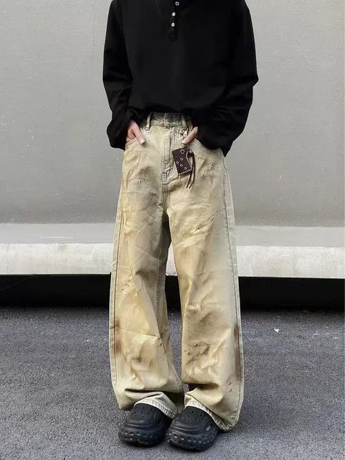 VIBE Vintage yellow clay graffiti machete baggy jeans Size US 30 / EU 46 - 2 Thumbnail