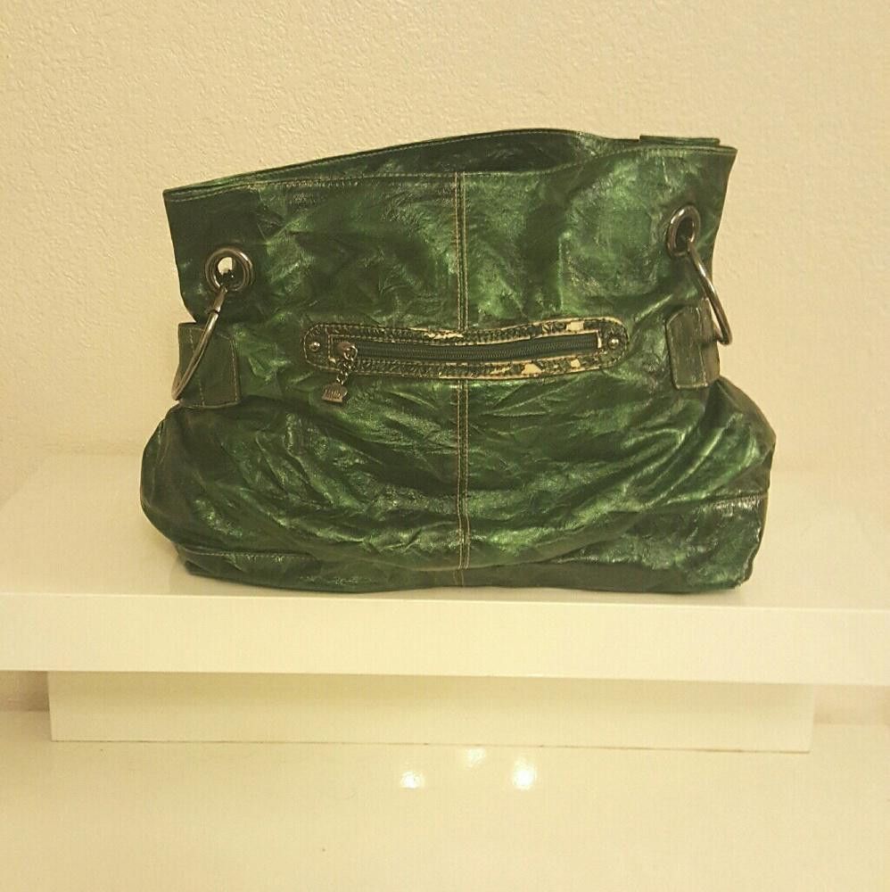 Designer Glossy Green KVZ Slouch Tote Size ONE SIZE - 5 Thumbnail
