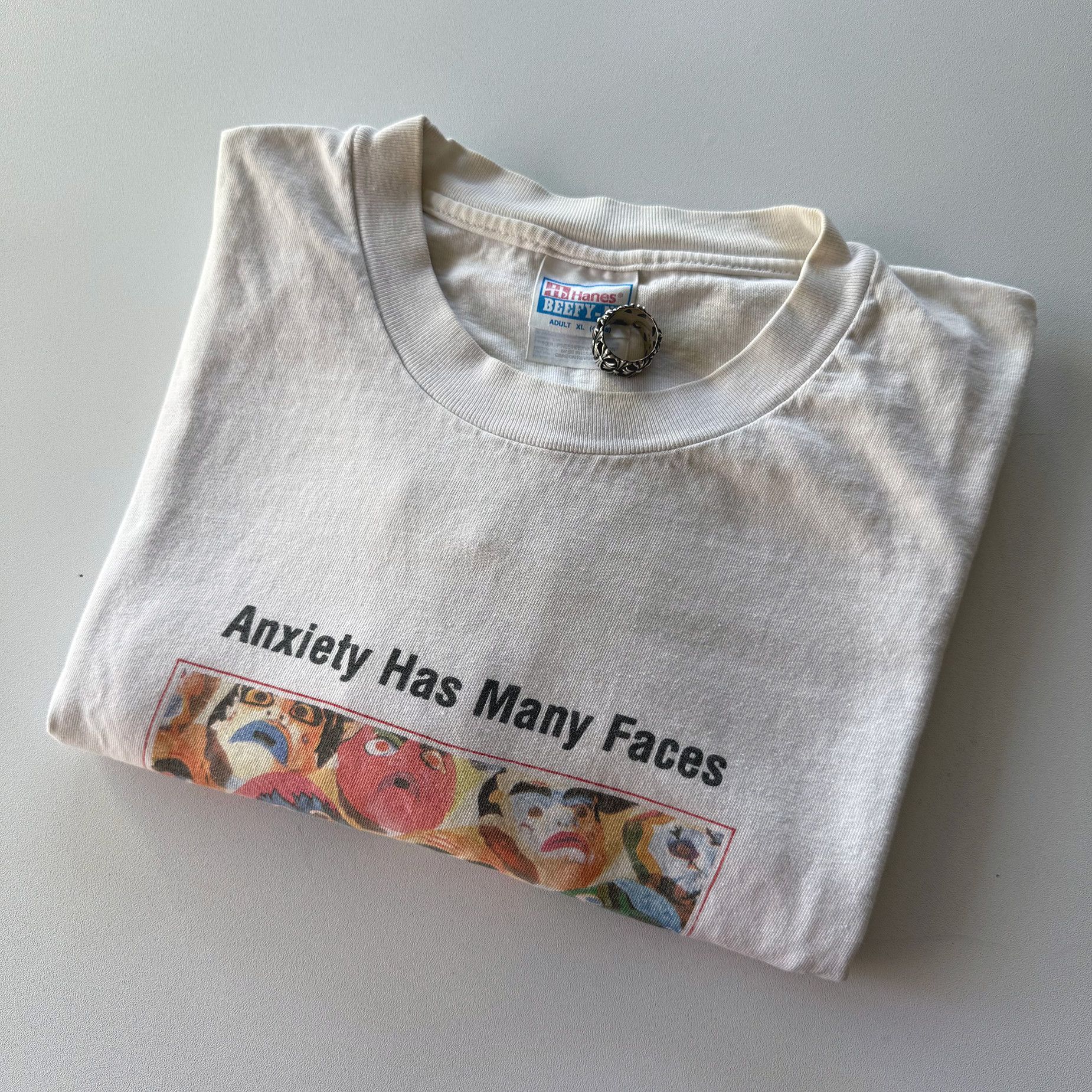 Vintage 1995 Vintage Xanax Alprazolam Anxiety Has Many Faces Tee Size US XL / EU 56 / 4 - 15 Thumbnail