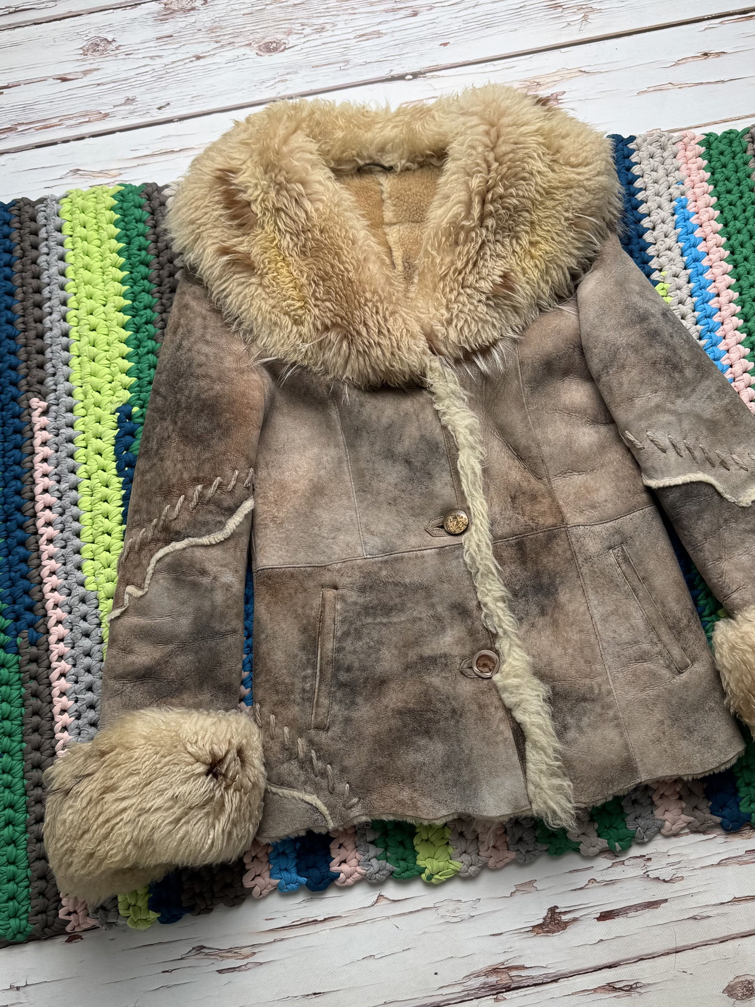Japanese Brand Vintage Real Sheepskin Coat (ET1)(D15) Size M / US 6-8 / IT 42-44 - 2 Thumbnail