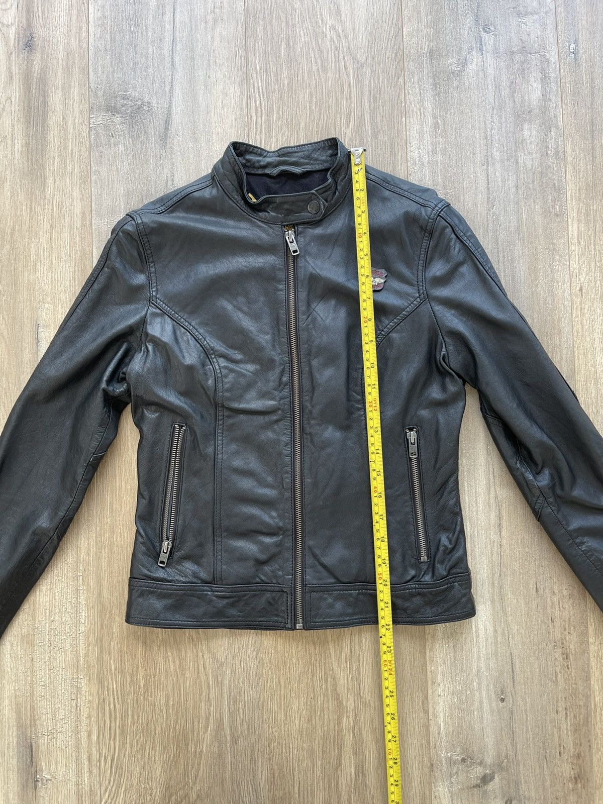 Superdry Vintage Superdry "Super" Leather Racer Jacket - Black - XS Size XS / US 0-2 / IT 36-38 - 7 Thumbnail