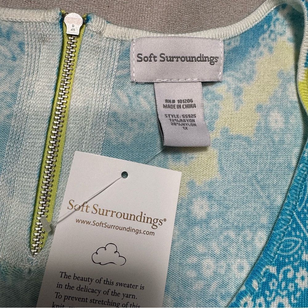 Other NWT New Soft Surroundings Blue Yellow Rayon Tunic Size 1X Size XL / US 12-14 / IT 48-50 - 8 Thumbnail