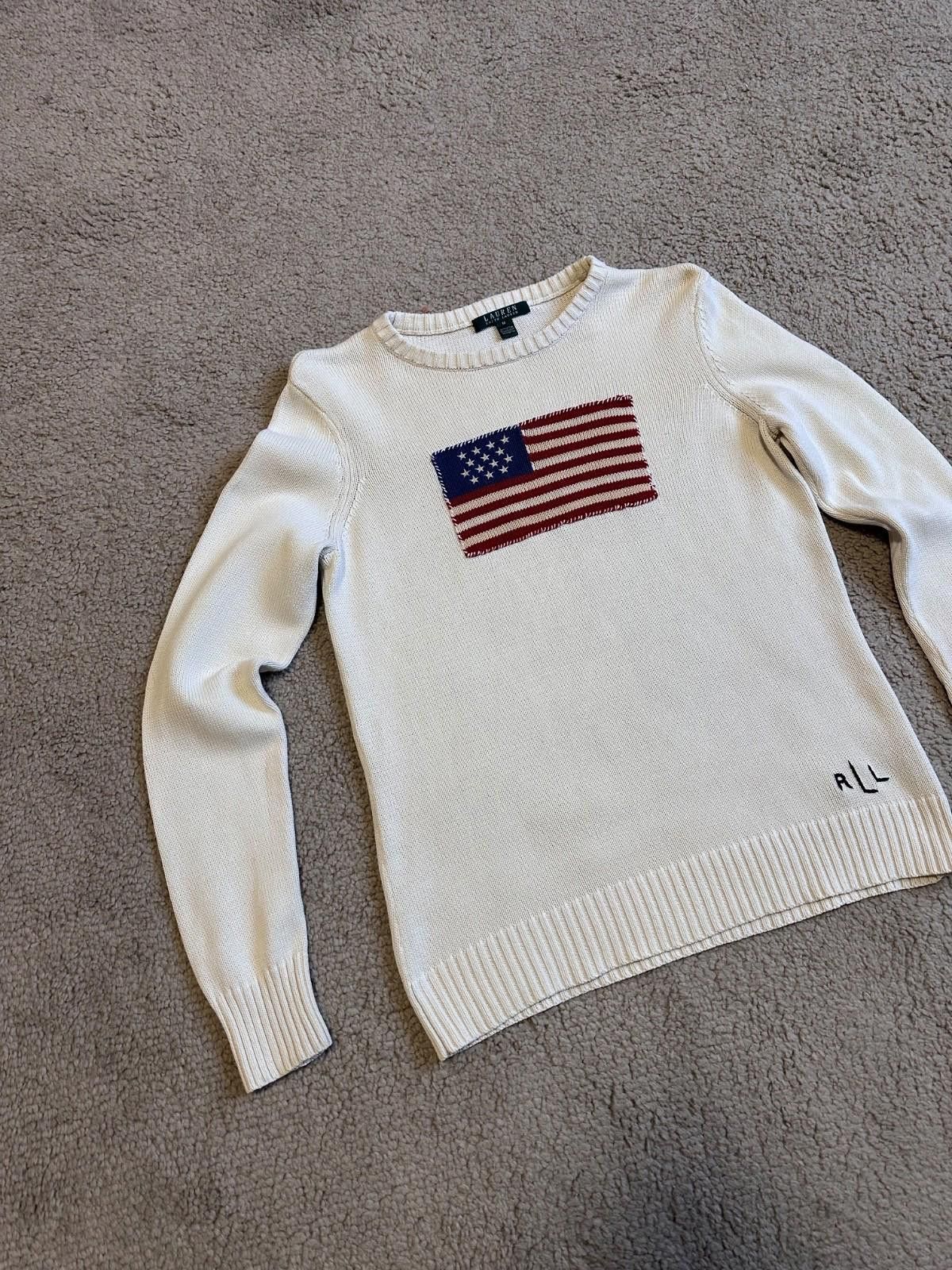Polo Ralph Lauren Polo Ralph Lauren Womens White Jumper Sweater American Flag Size M / US 6-8 / IT 42-44 - 2 Thumbnail